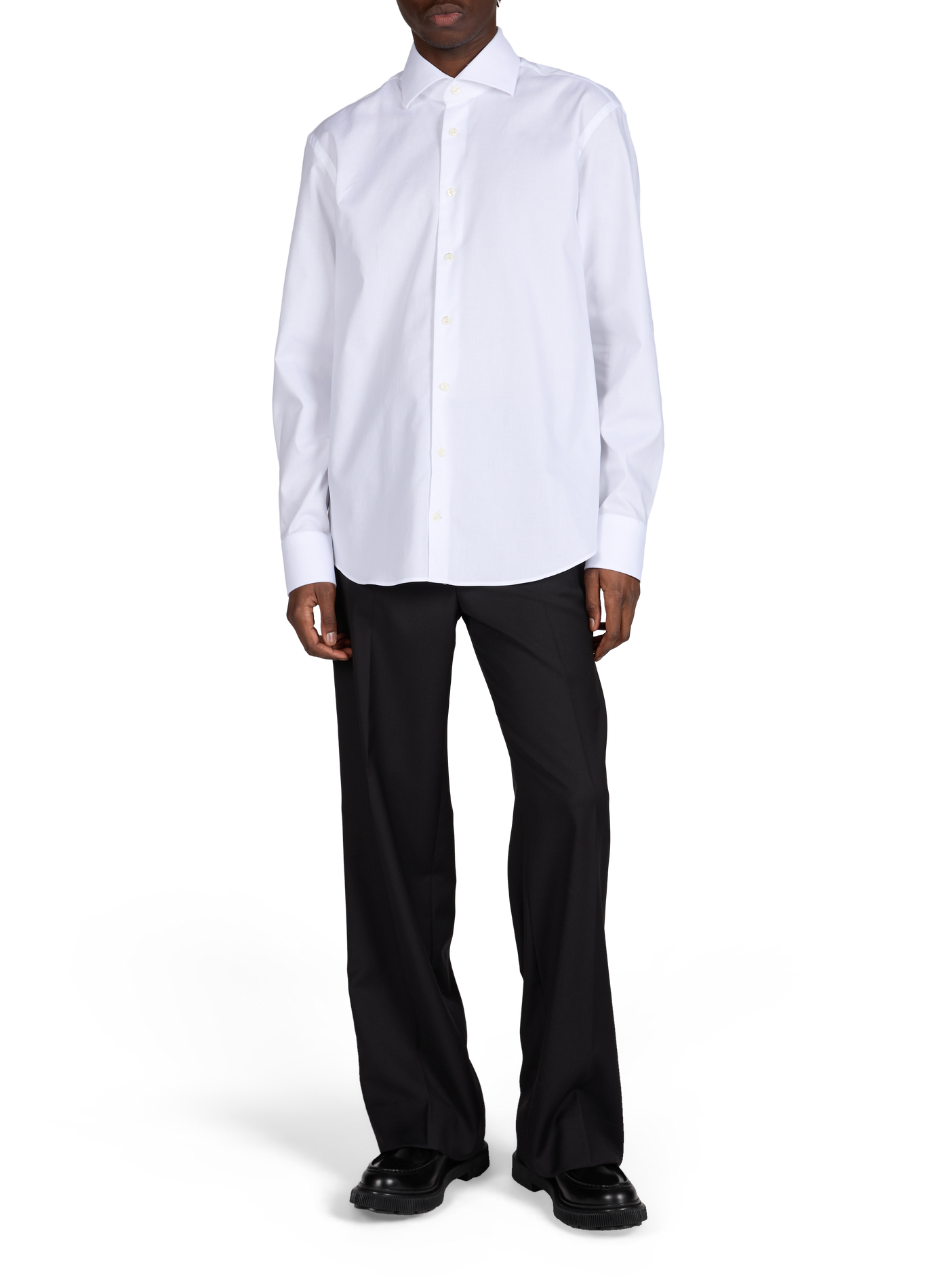 Effen getailleerd overhemd van katoen VAN LAACK Wit