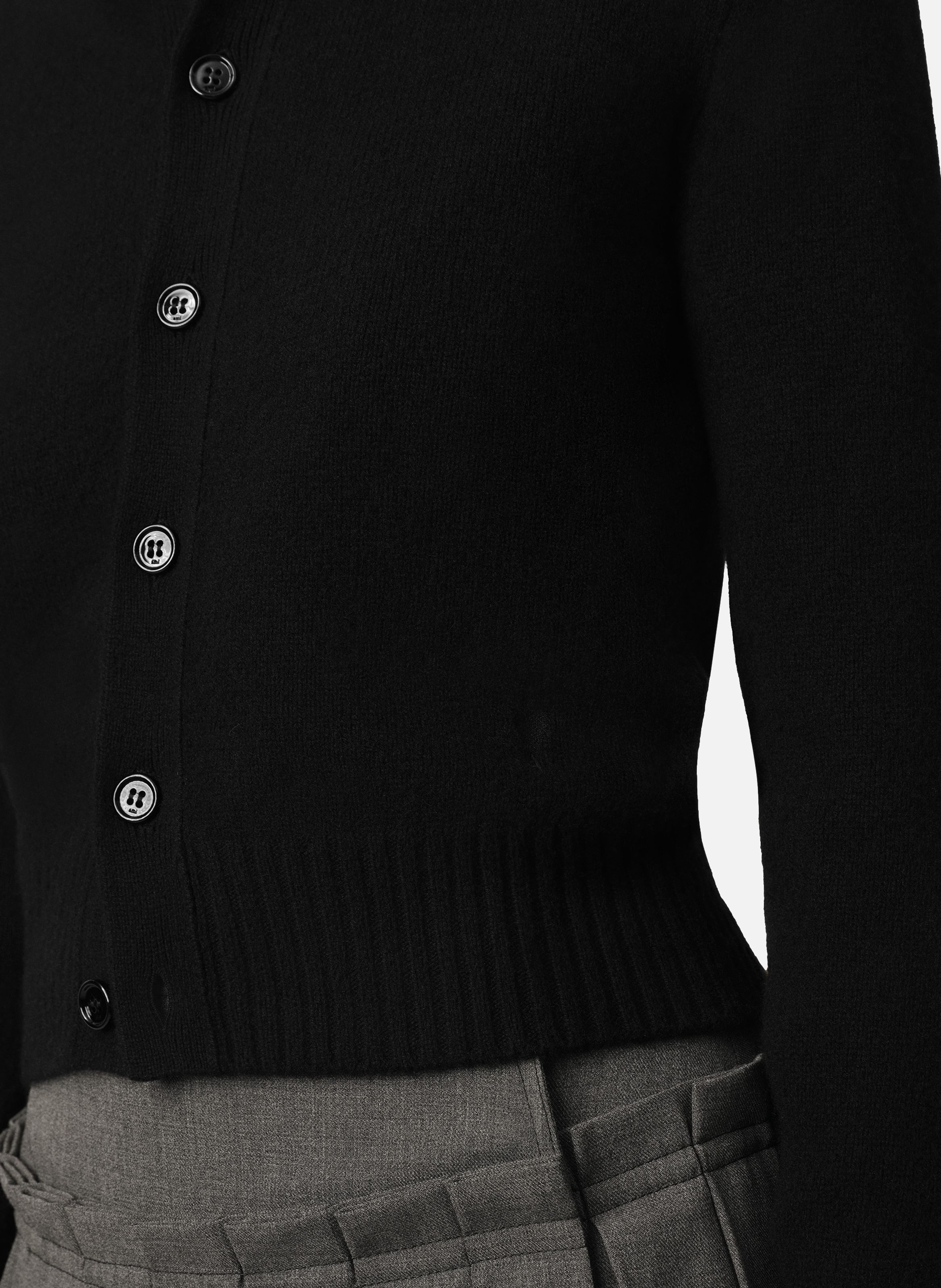 Cardigan col rond en cachemire ami de coeur AMI PARIS Noir