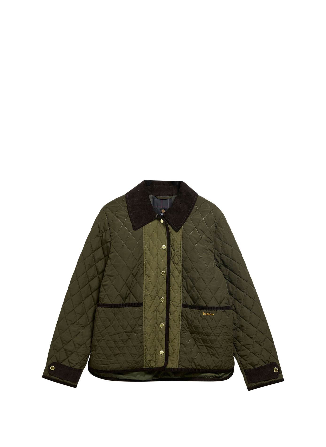 Quilted straight jacket with contrast collar BARBOUR Green