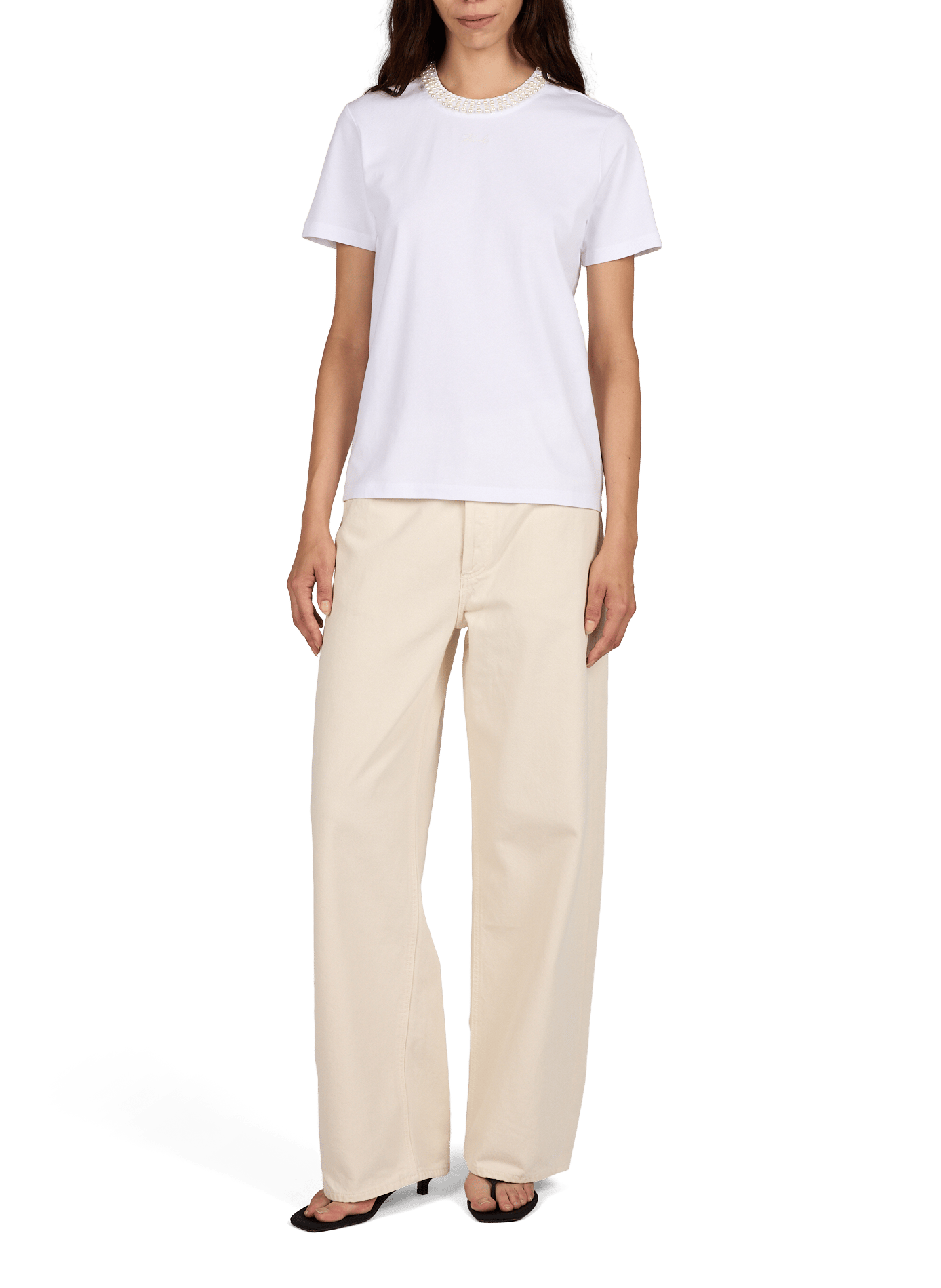 Tee-shirt col rond en coton KARL LAGERFELD Blanc