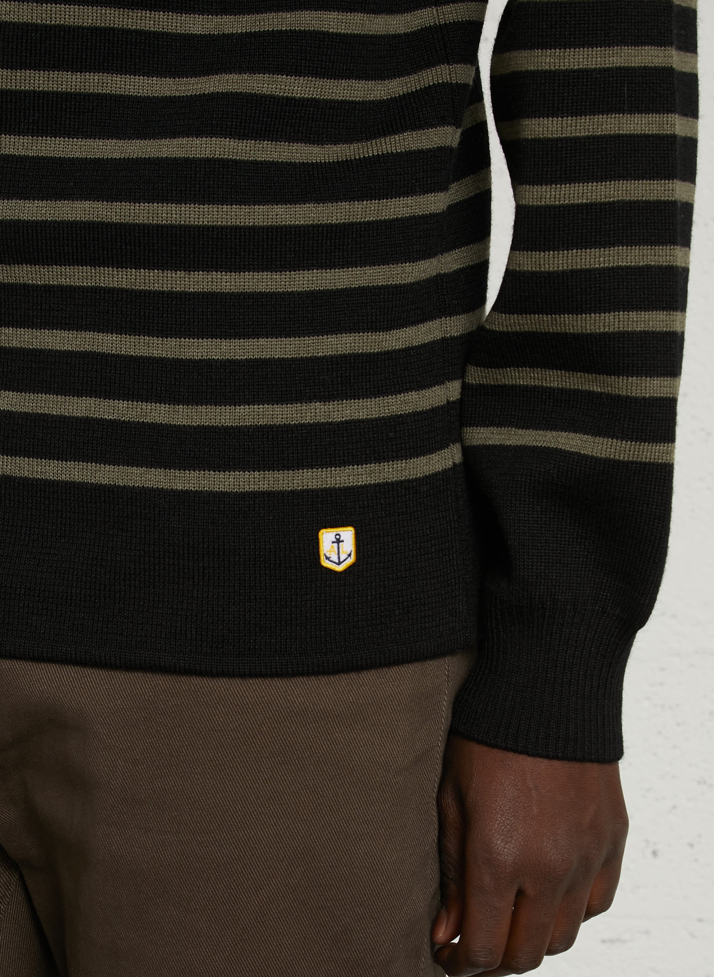 Pull col rond regular-fit en laine ARMOR-LUX Noir