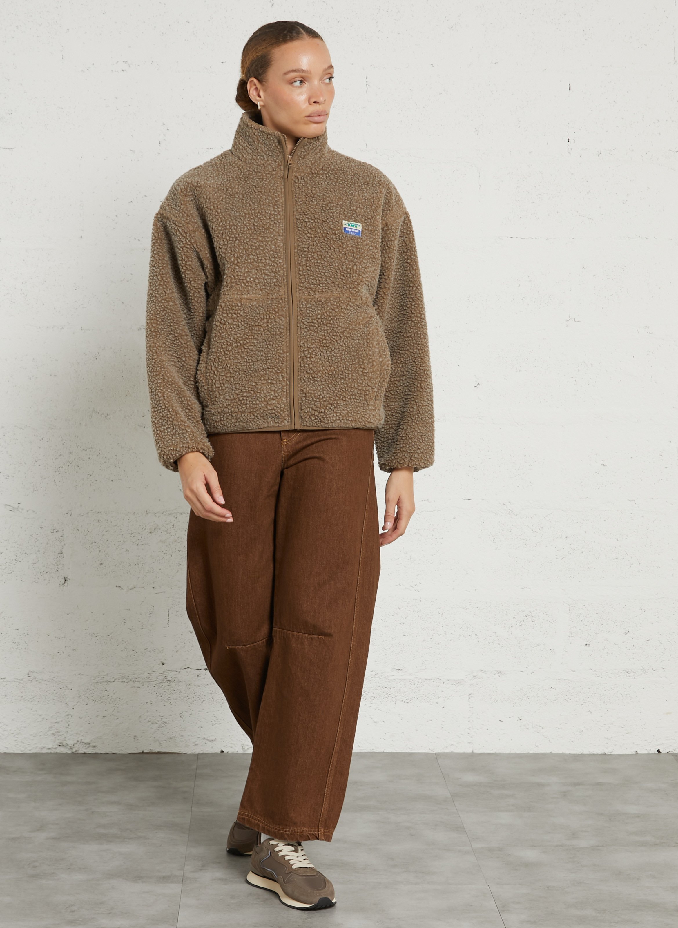 Veste ample zippée à col montant polaire hoktown AMERICAN VINTAGE Marron