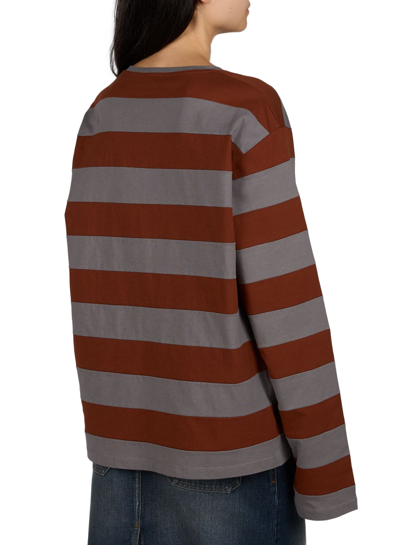 Camiseta a rayas de algodón MIU MIU Marrón
