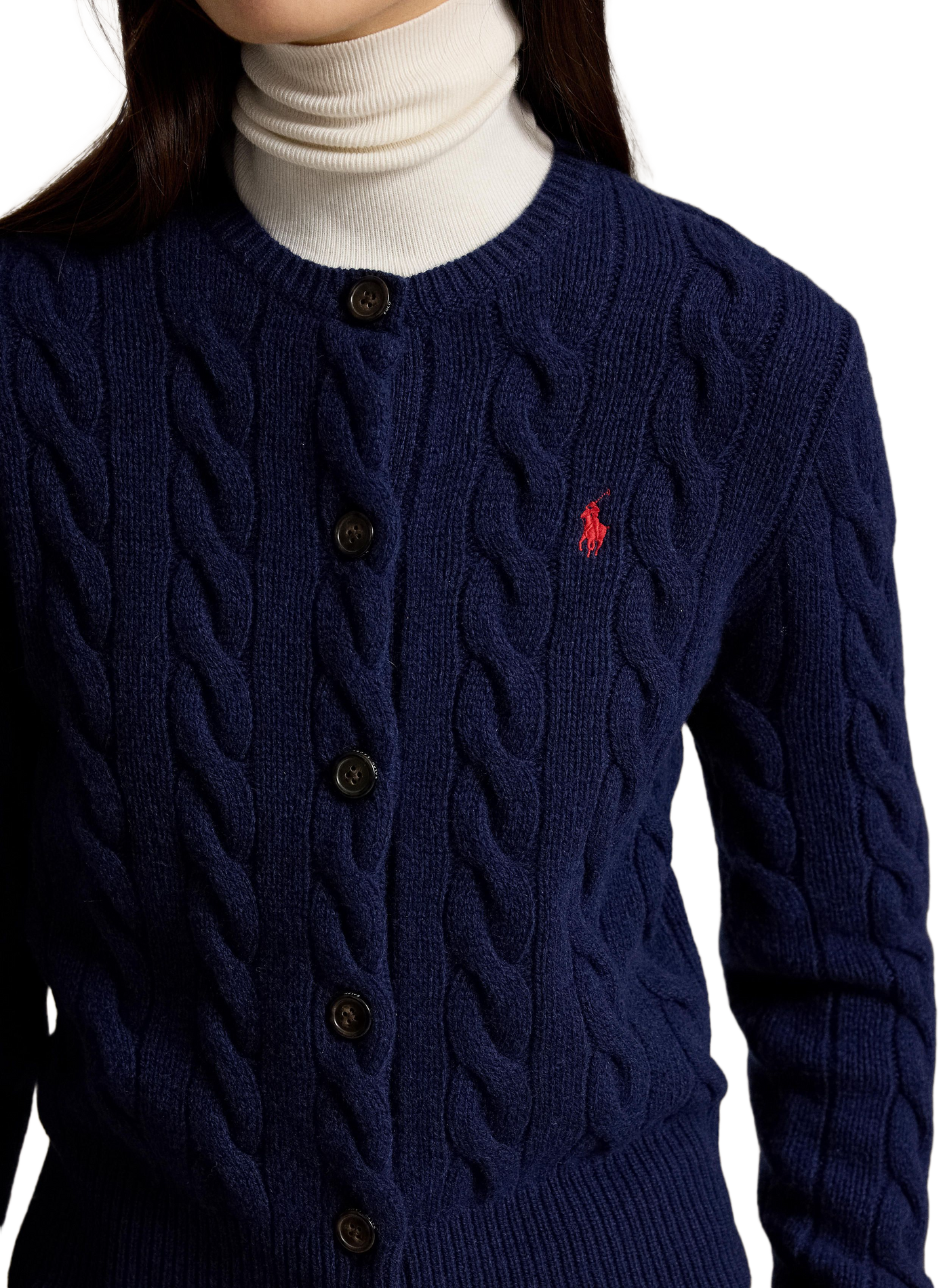 Round neck cardigan in wool and cashmere POLO RALPH LAUREN Blue