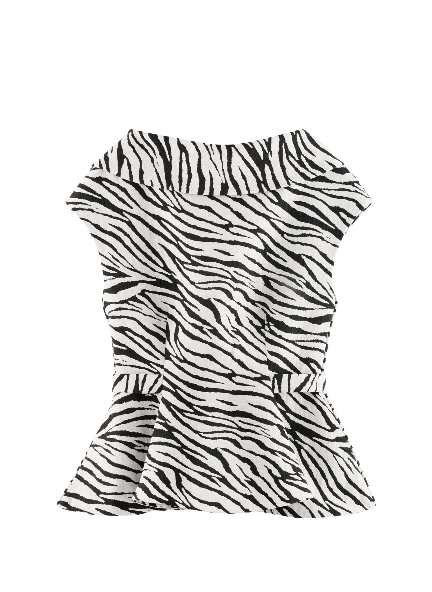 Cotton-blend boat-neck peplum top ARAKII Multicolour