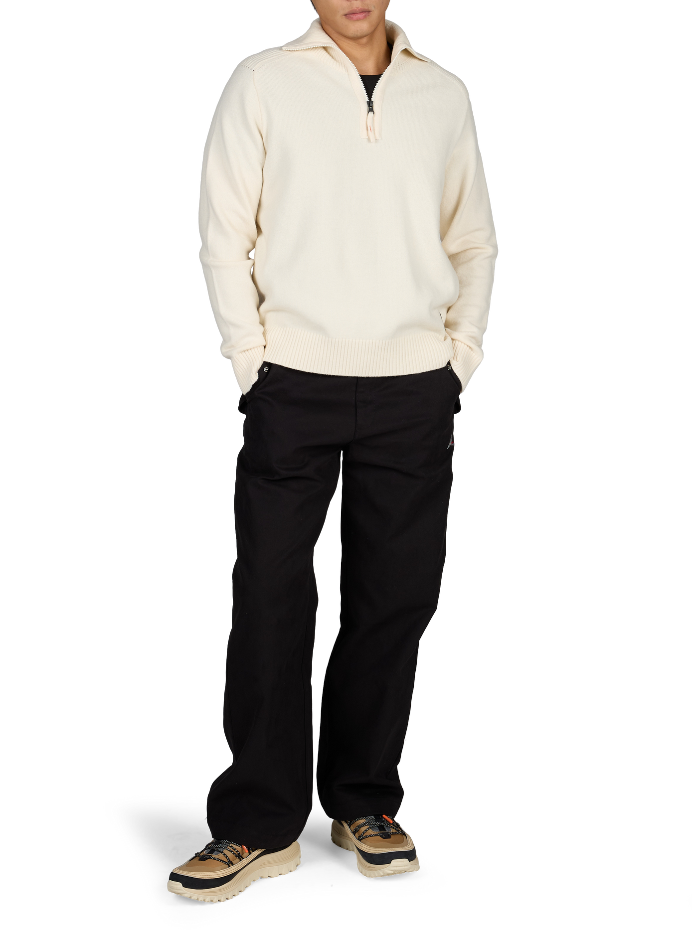 Pull droit à col montant zippé en laine mélangée PARAJUMPERS Beige