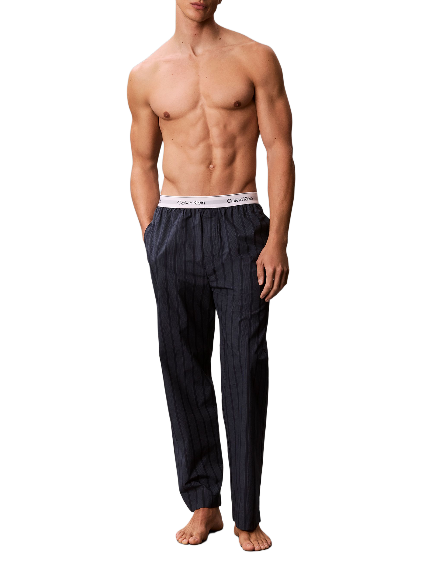 Gestreifte Baumwoll-Schlafanzughose CALVIN KLEIN Blau