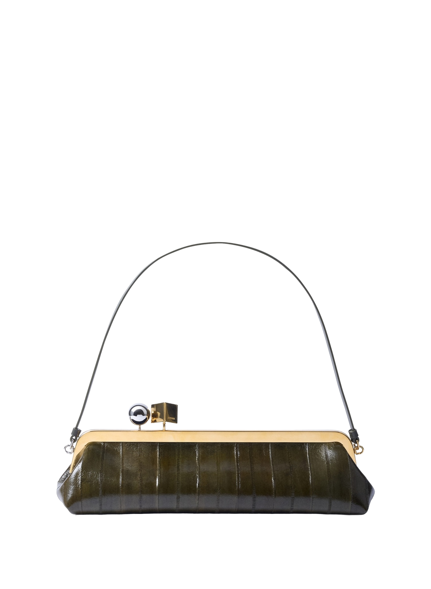 La pochette Salon en cuir d'anguille tanné JACQUEMUS Khaki
