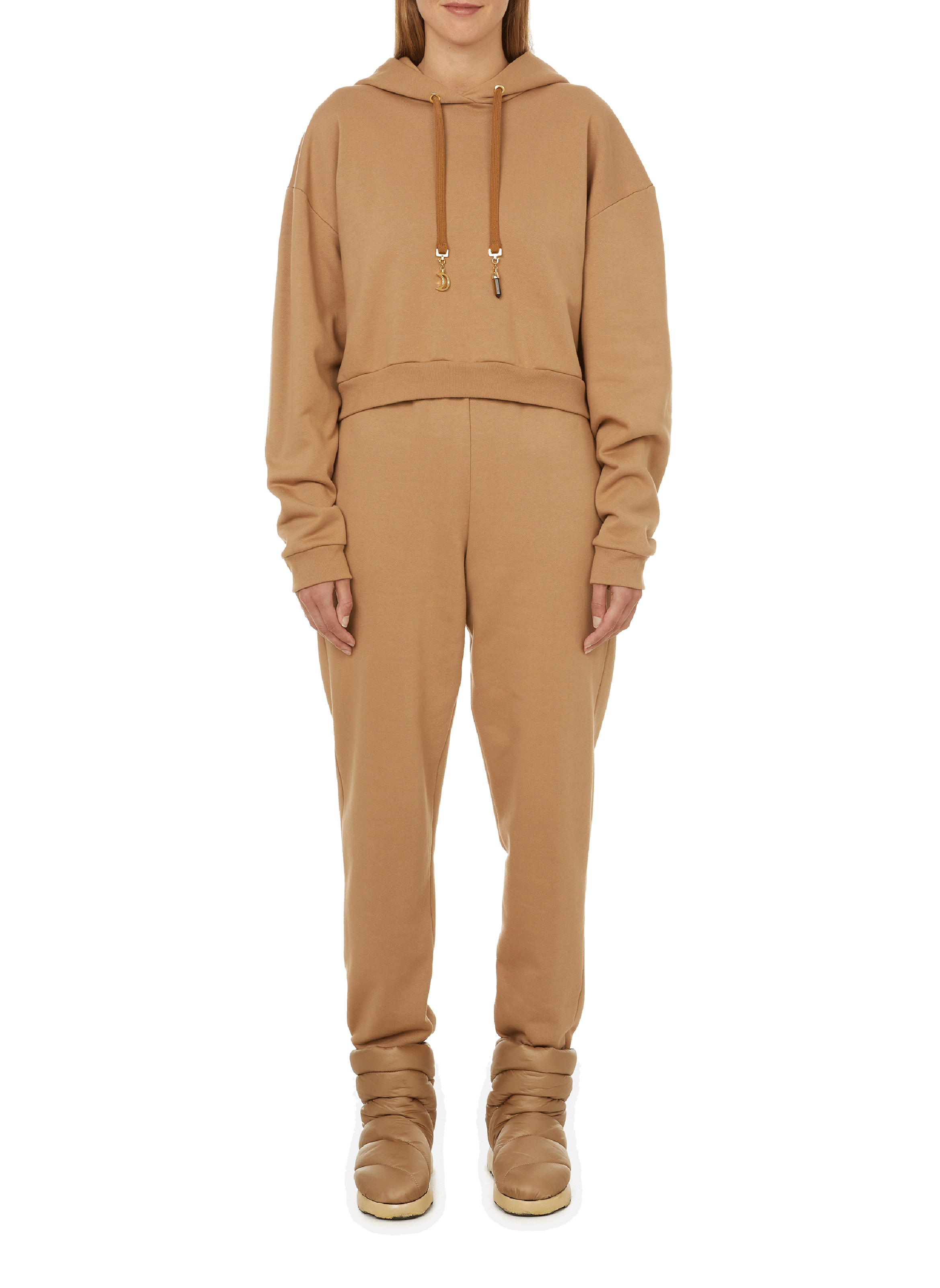 Bio-Baumwoll-Crop-Hoodie THE SOCIAL SUNDAY Braun