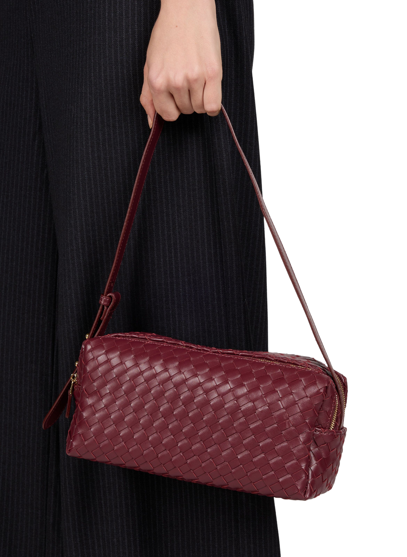 Woven Leather Pouch Bag ELLEME Red