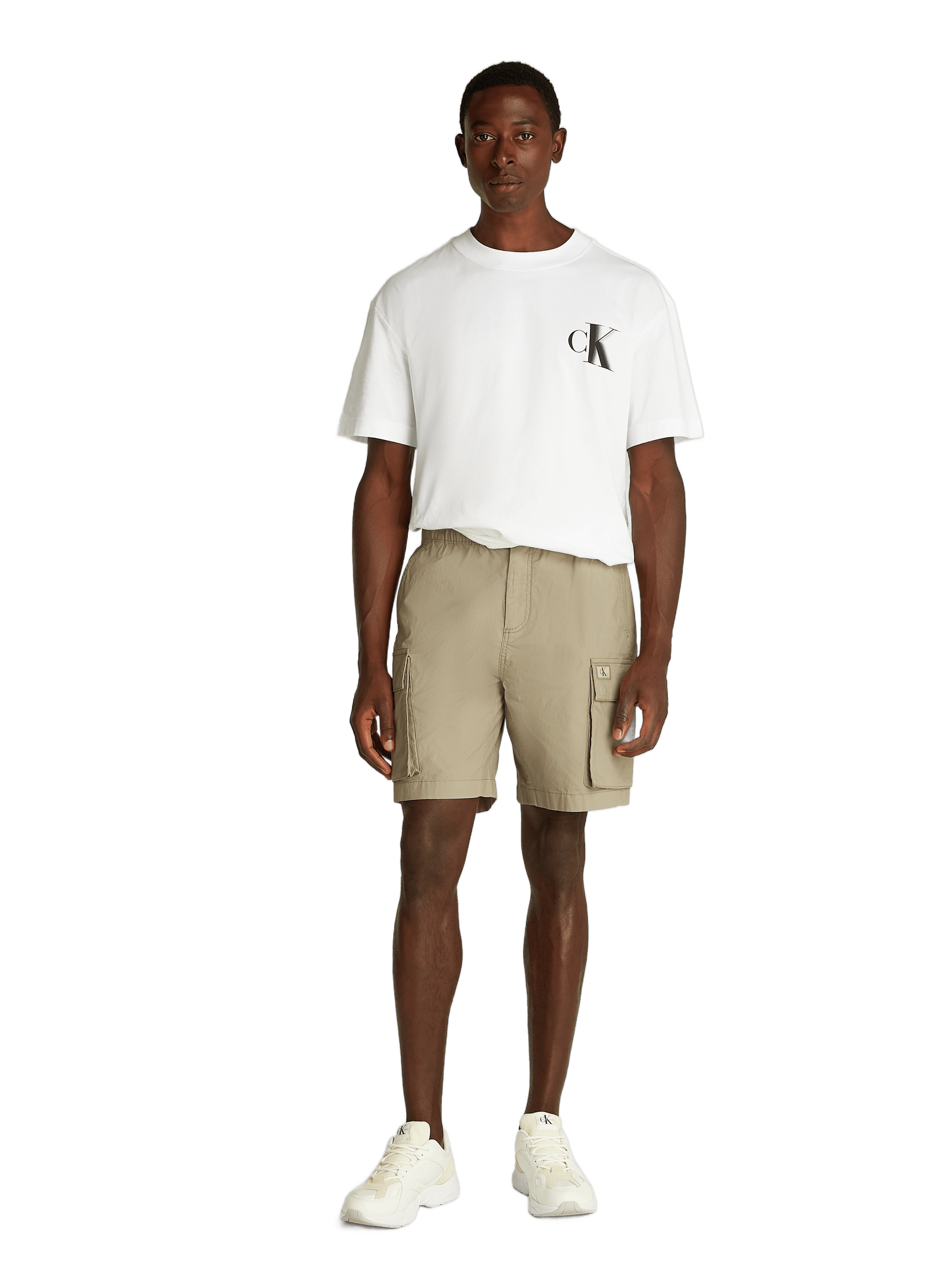 Straight cotton blend shorts CALVIN KLEIN Beige