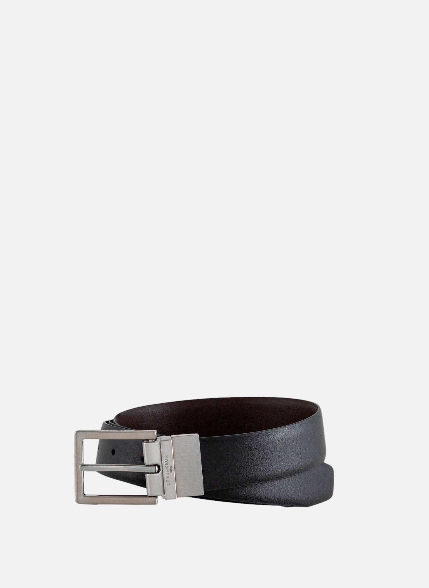 Ceinture classique avec boucle carrée en cuir lisse LE TANNEUR Noir