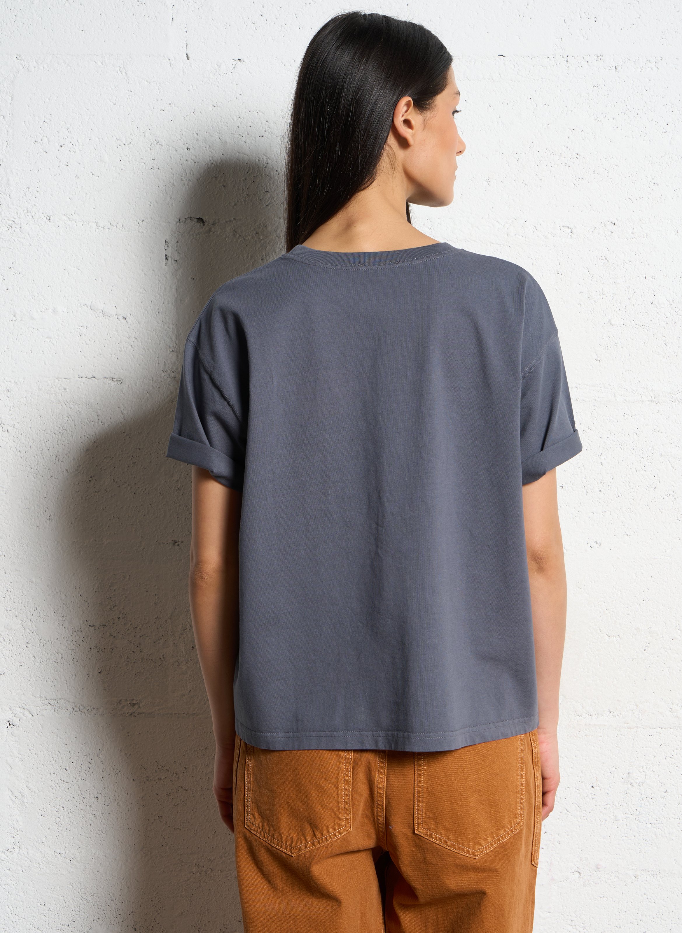 Tee-shirt ample col rond en coton fizvalley AMERICAN VINTAGE Gris