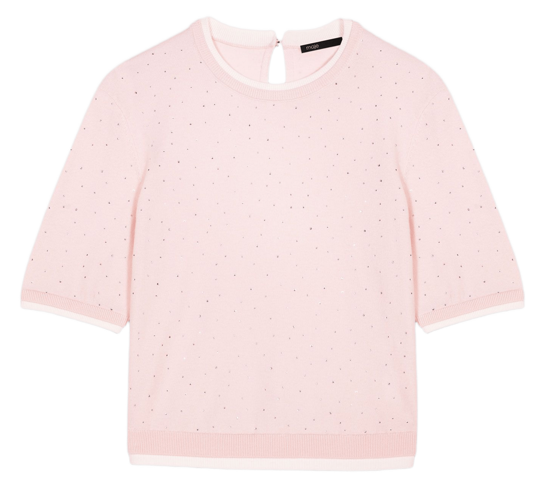 Pull col rond en laine mélangée MAJE Rose