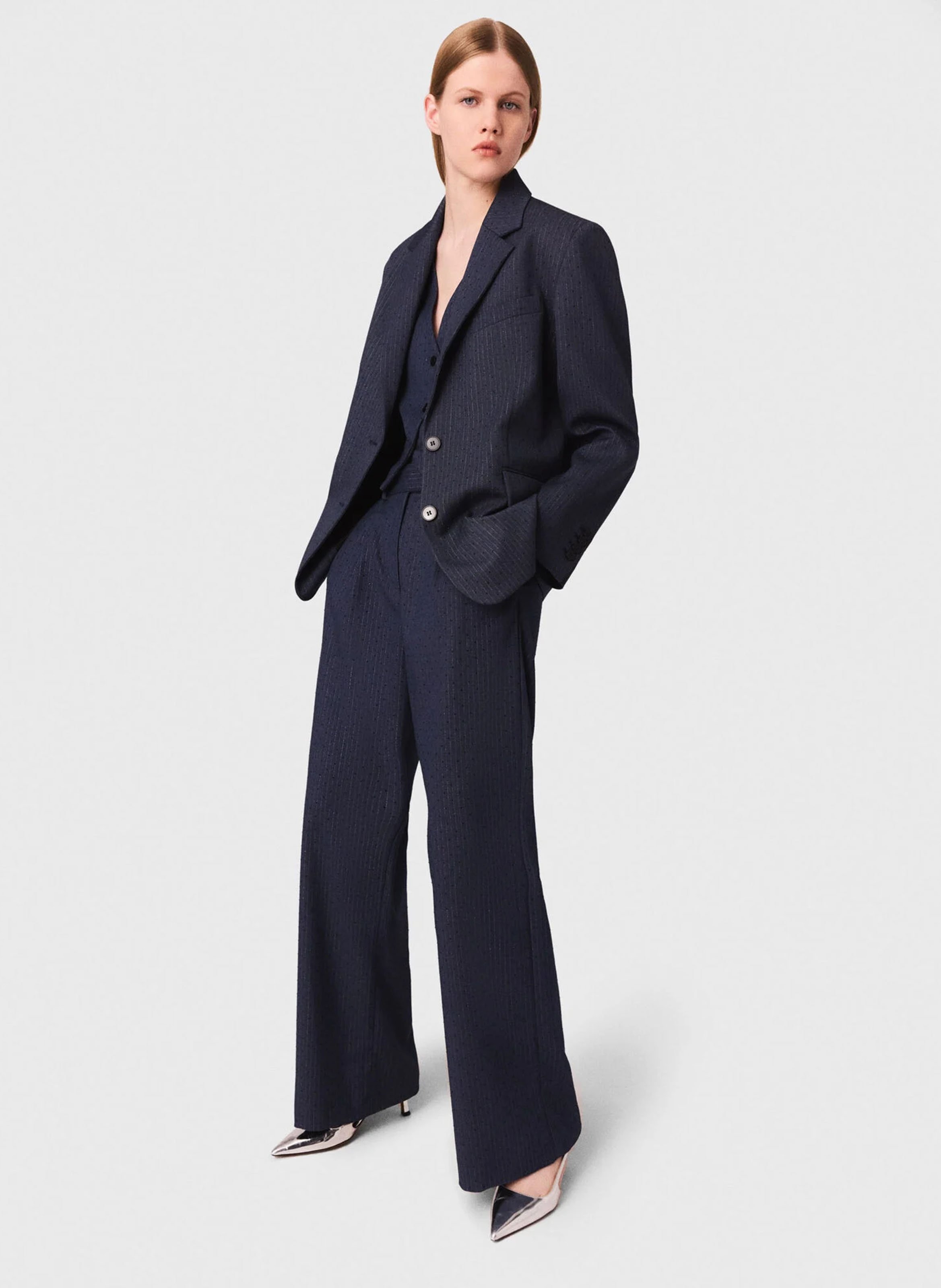 Veste de tailleur à rayures MAJE Bleu