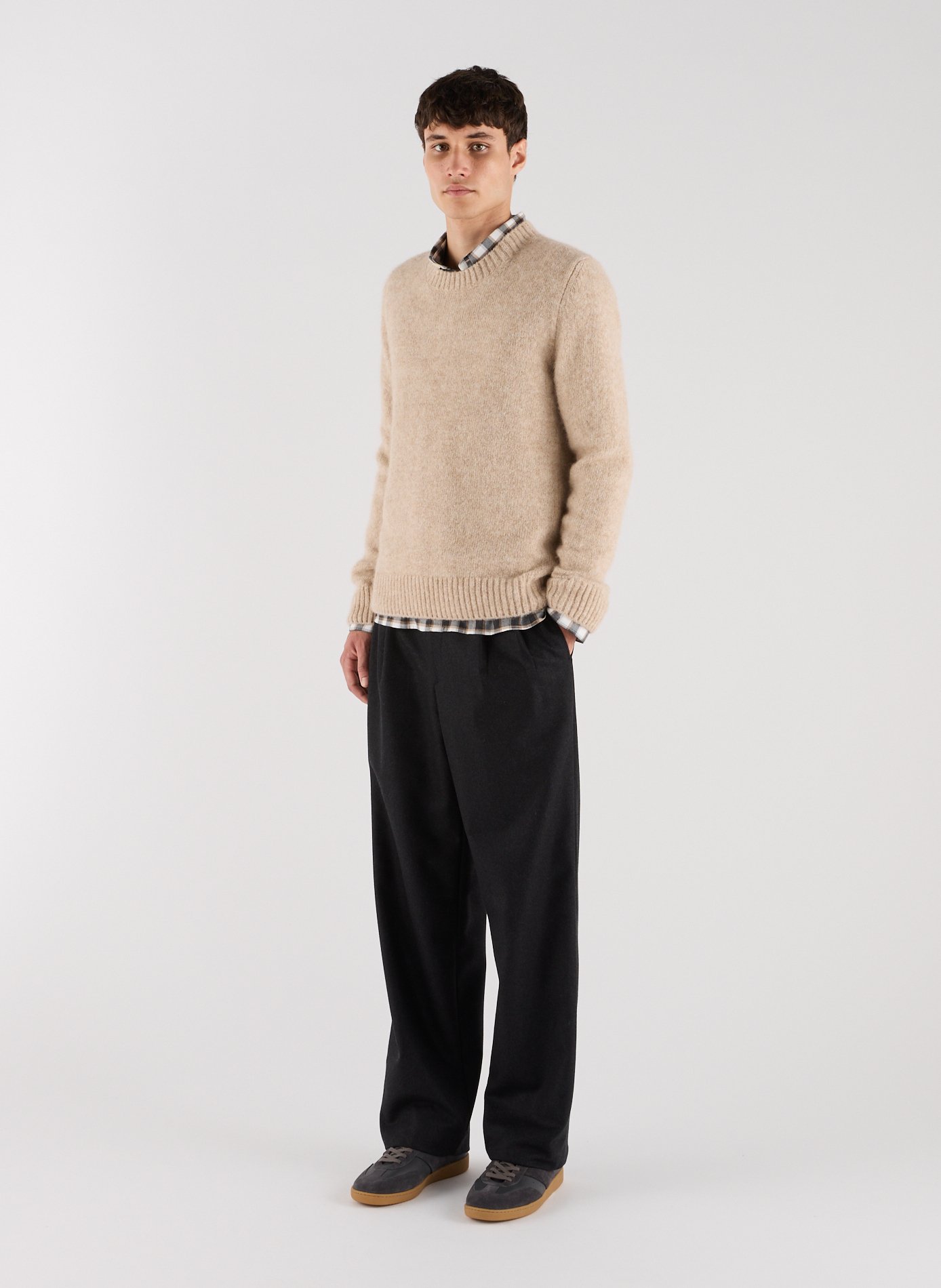 Round neck alpaca blend sweater SAISON 1865 Brown