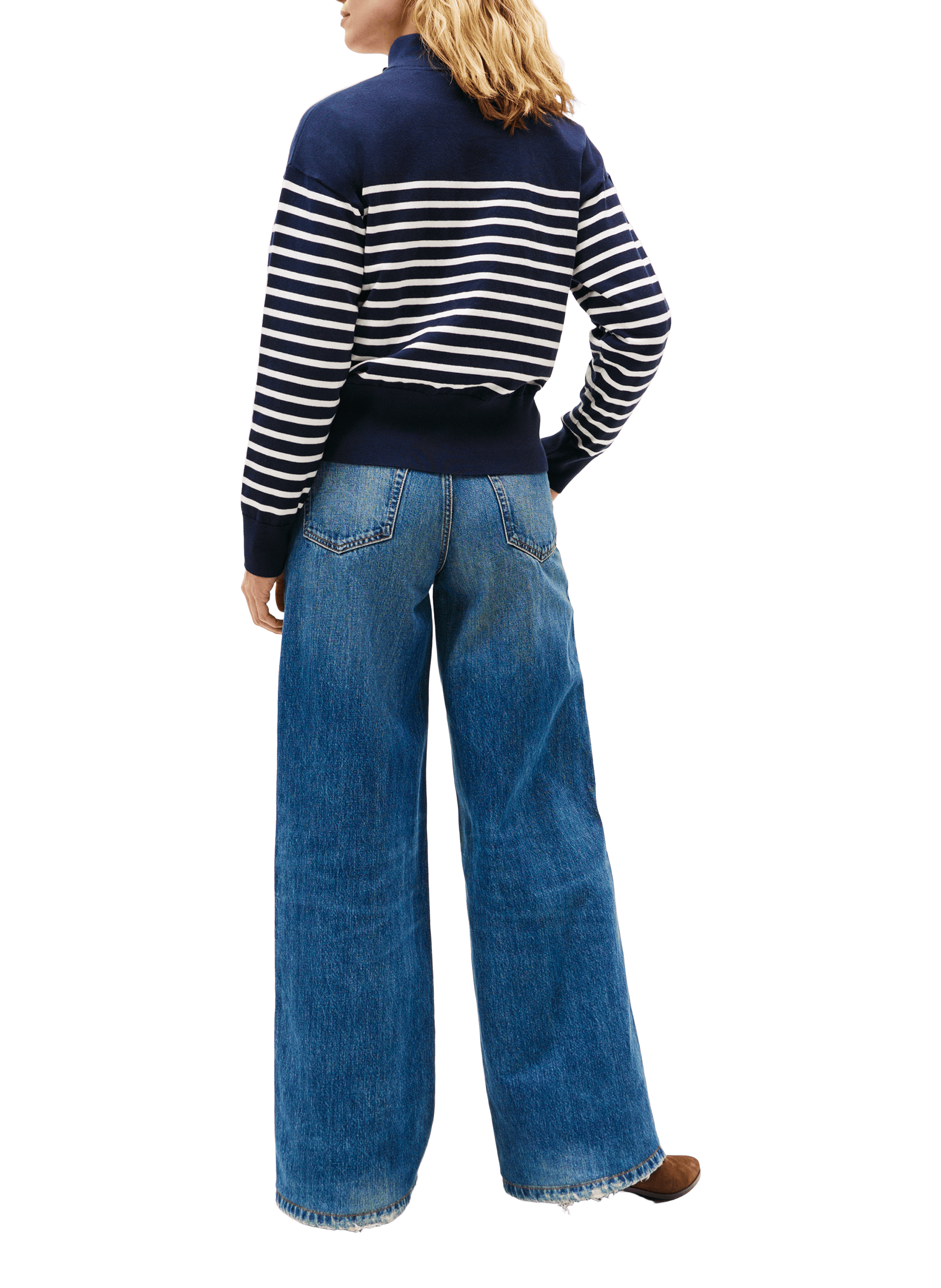 Pull rayé à col cheminée et boutons doré TOMMY HILFIGER Multicolore