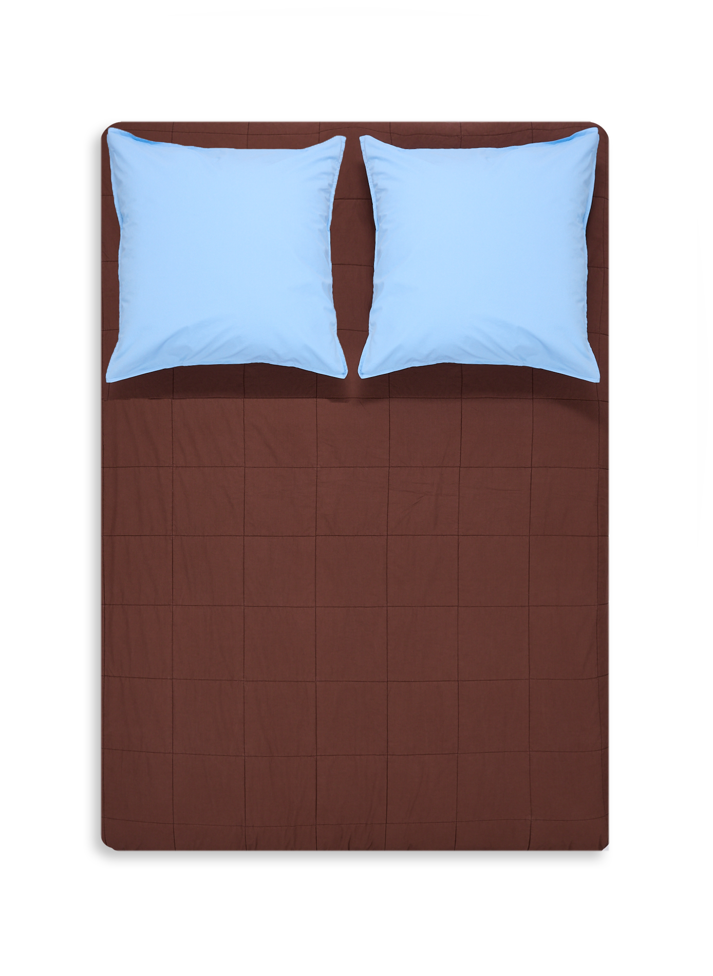 Couvre-lit à carreaux en percale de coton AU PRINTEMPS PARIS Marron