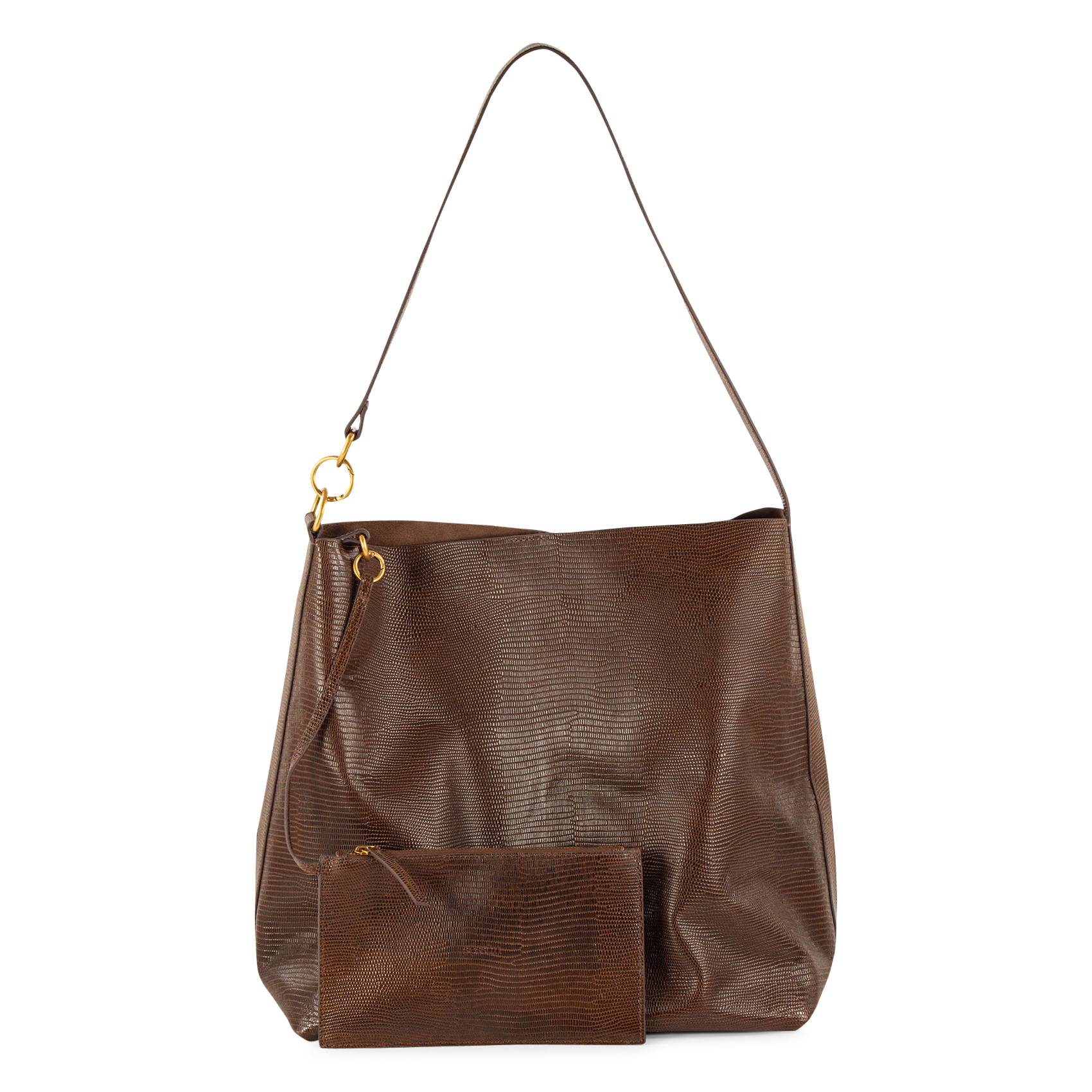 Grand cabas imprimé lézard en cuir vita mia e Marron