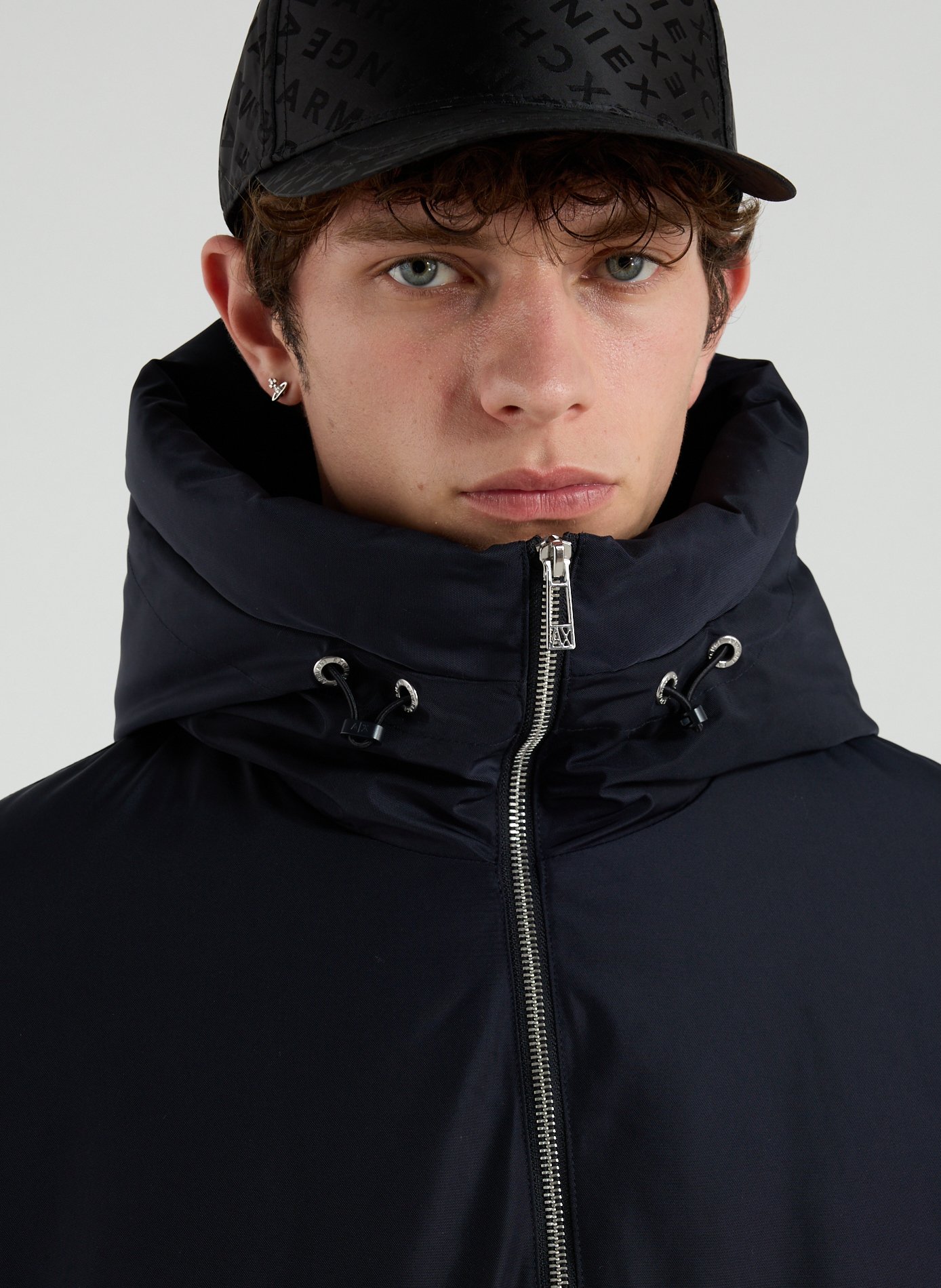 Long hooded jacket ARMANI EXCHANGE Blue