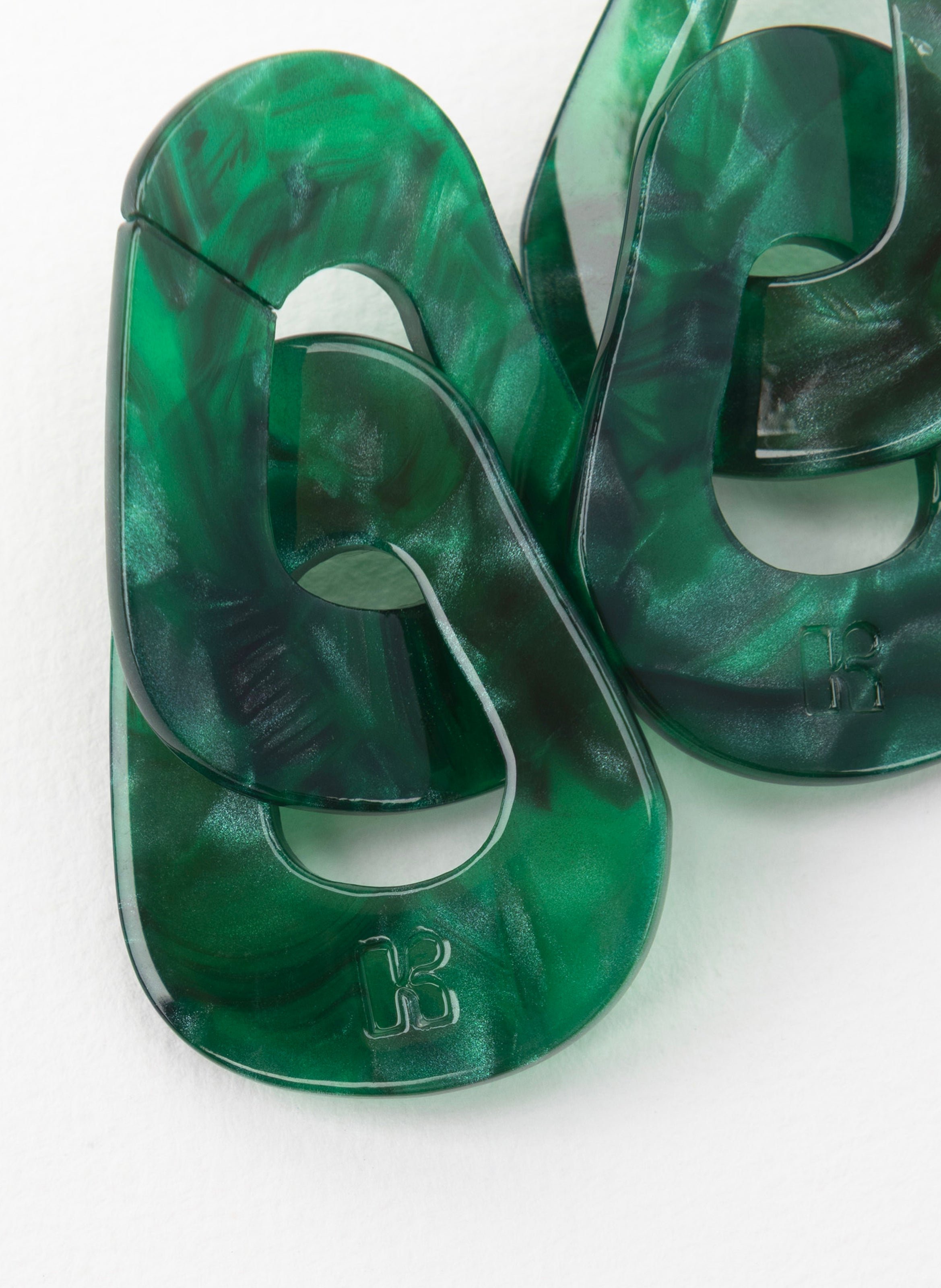 Boucles d'oreilles maillons en acétate de cellulose KURAGE GINZA Vert