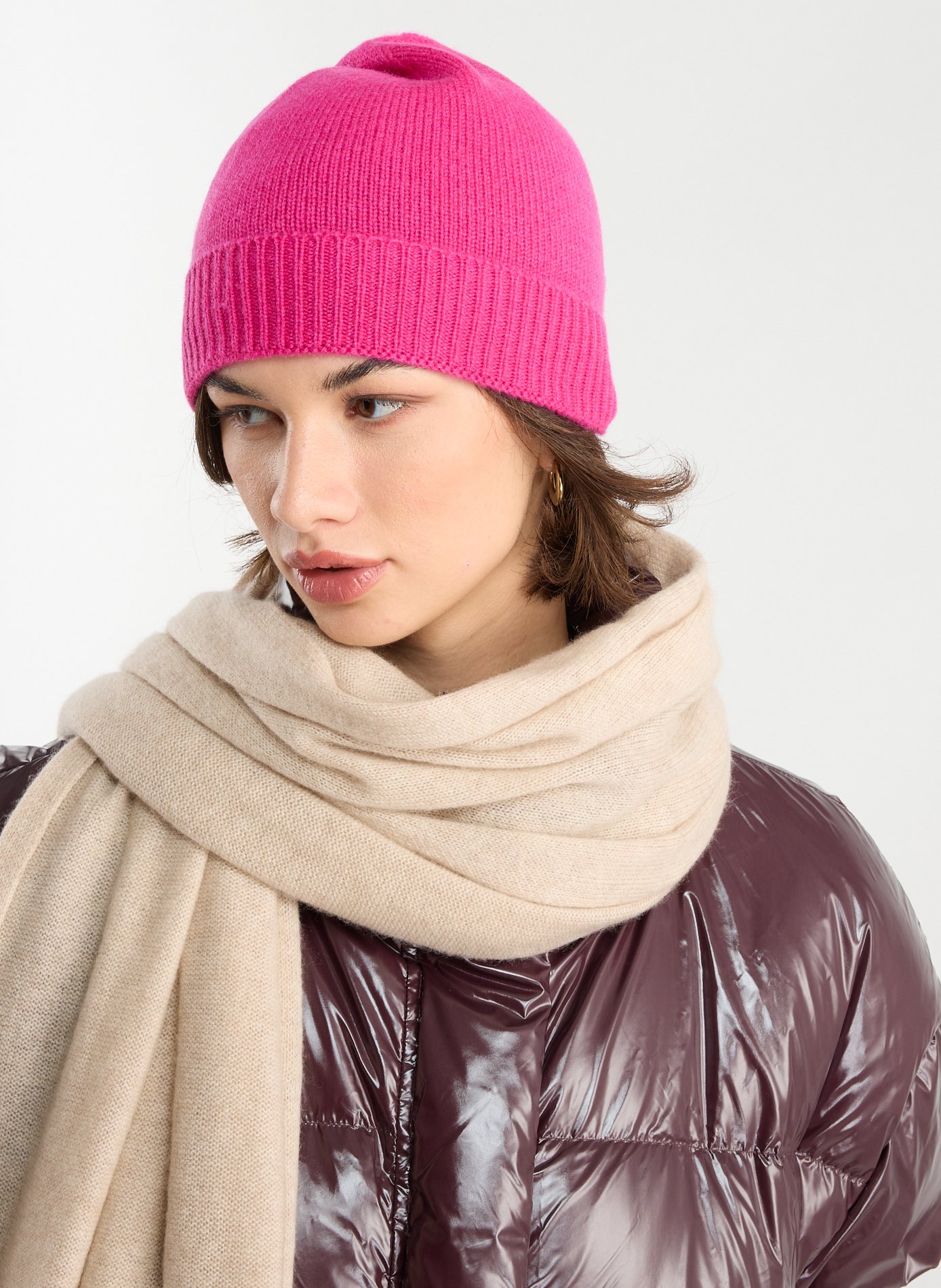 Bonnet côtelé en cachemire AU PRINTEMPS PARIS Rose