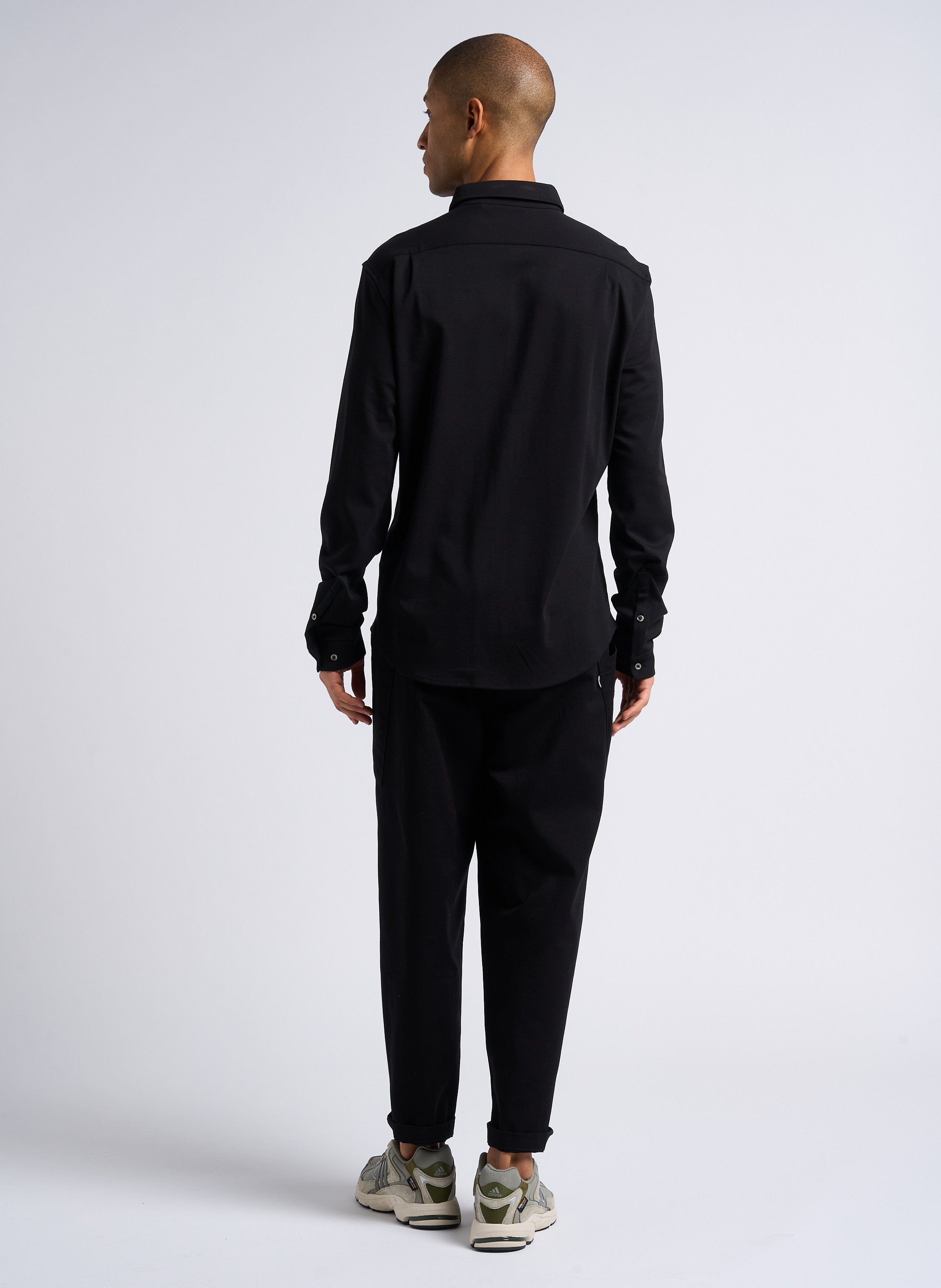 Chemise col classique regular-fit en coton bio mélangé IKKS Noir