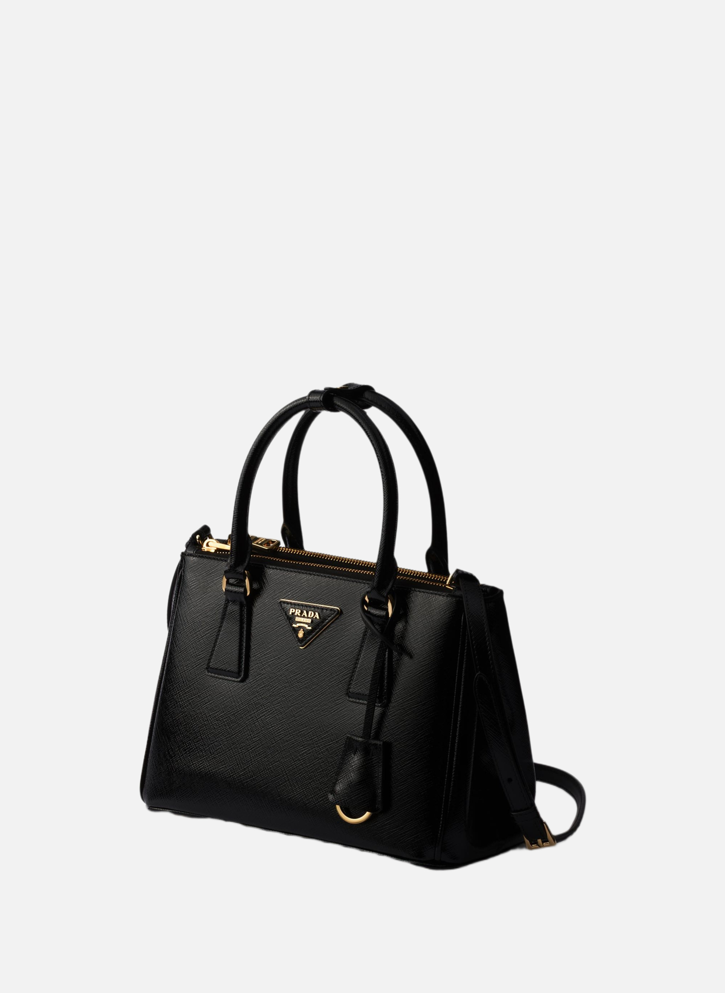 Petit sac prada galleria en cuir saffiano verni PRADA Noir