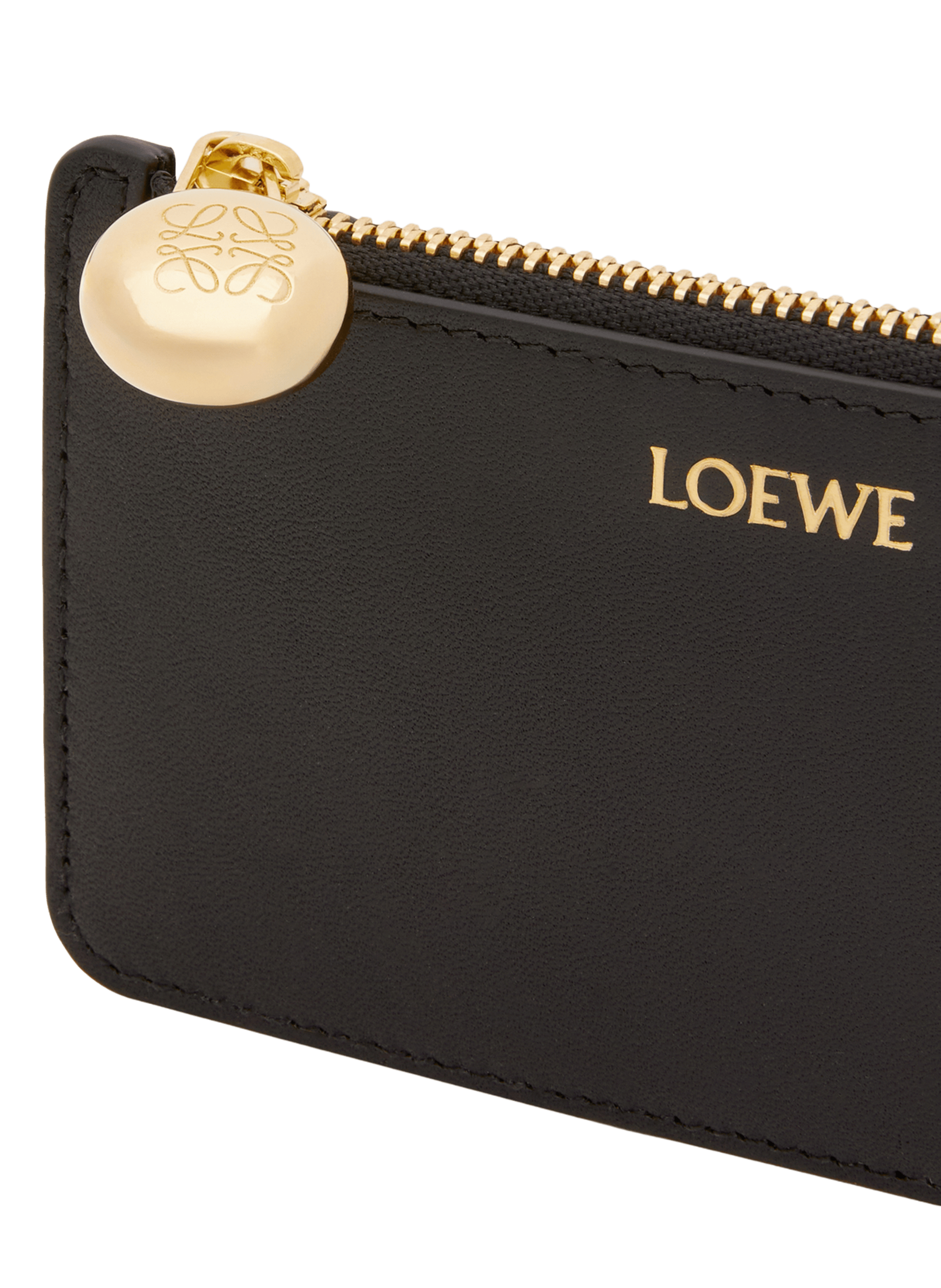 Pebble calfskin leather card and coin holder in shiny nappa. LOEWE Black