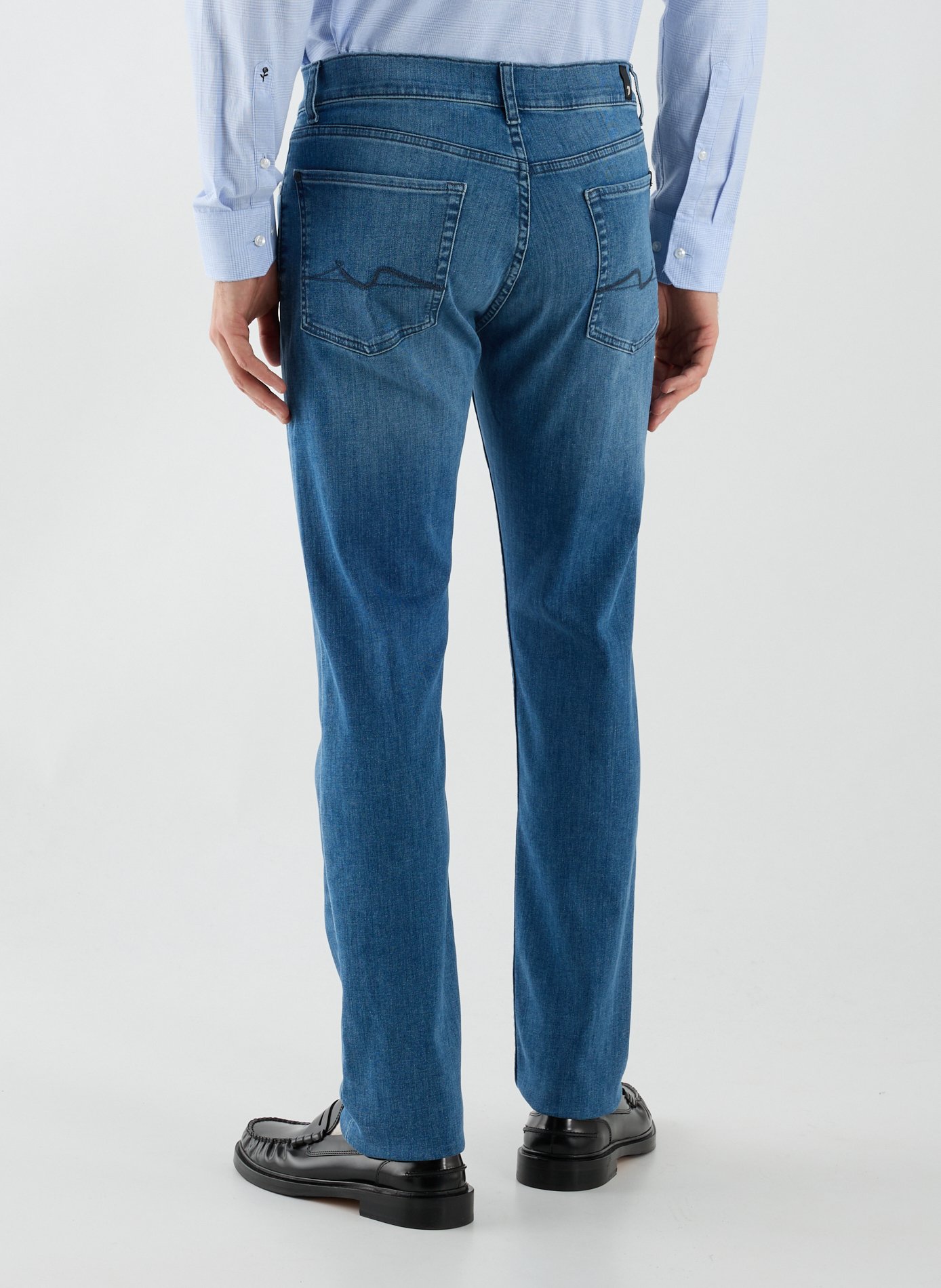 Five-pocket cotton blend jeans 7 FOR ALL MANKIND Blue