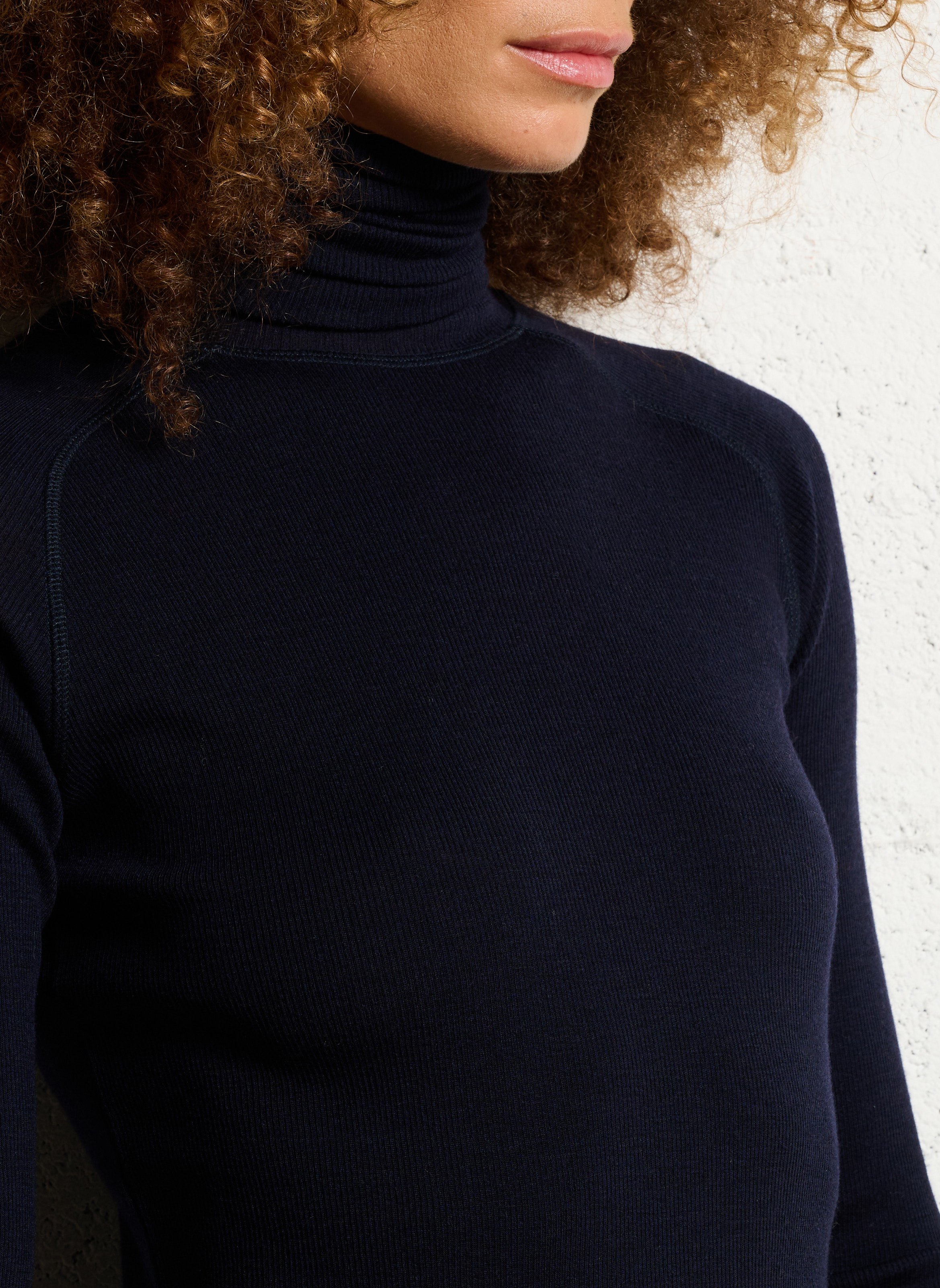 Robe longue col roulé en laine georgia SOEUR Bleu