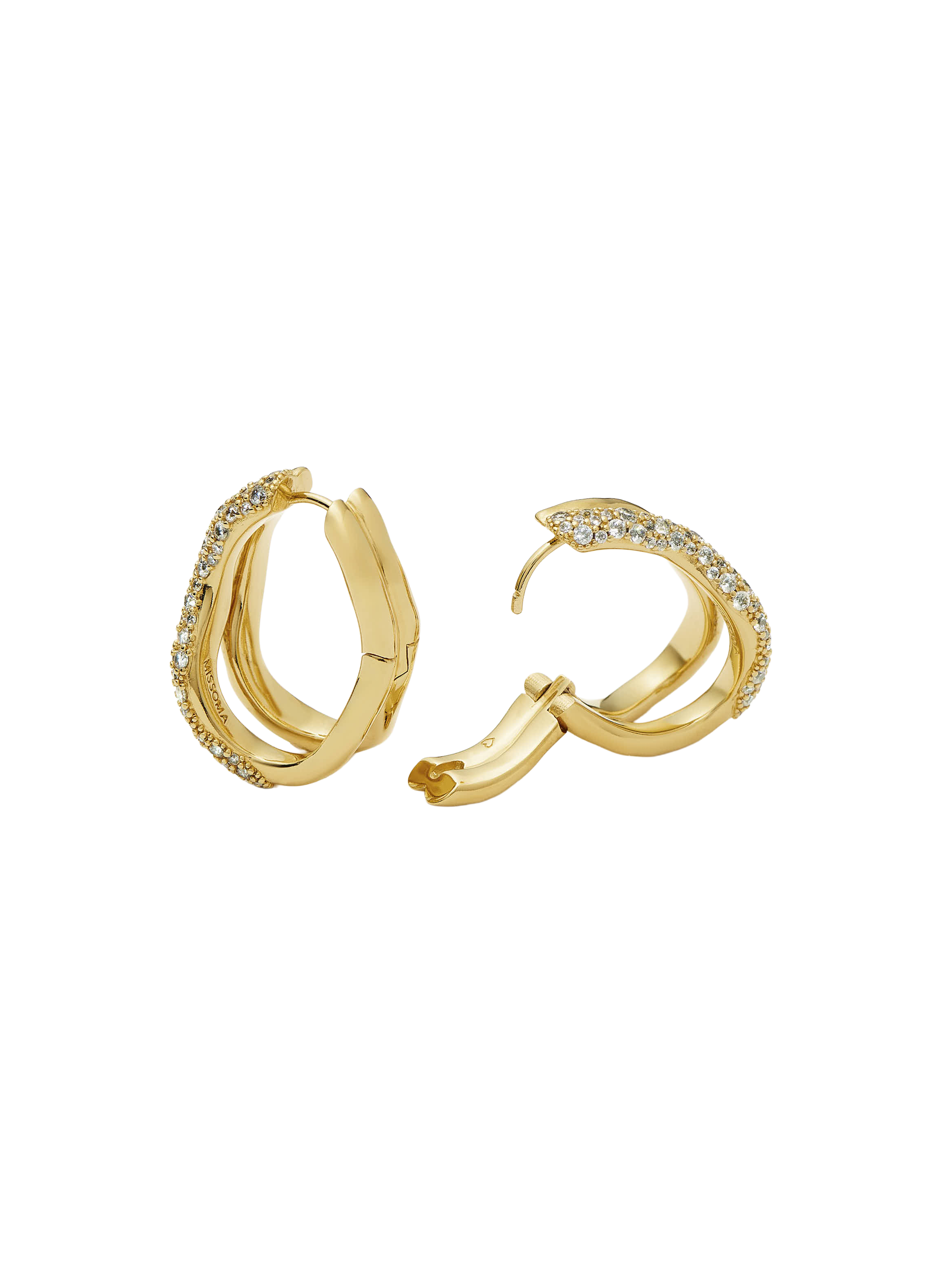 Boucles d'oreille ondulées Molten Snow en laiton et plaqué or mélangés MISSOMA Doré