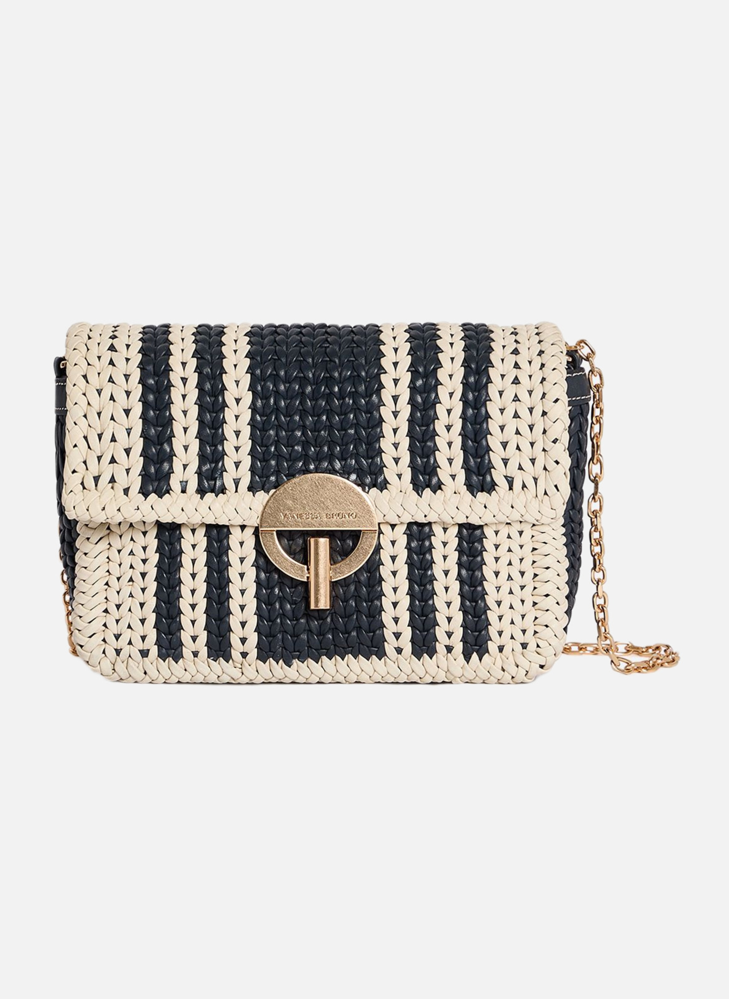 Moyen sac moon en cuir tressé VANESSA BRUNO Bleu