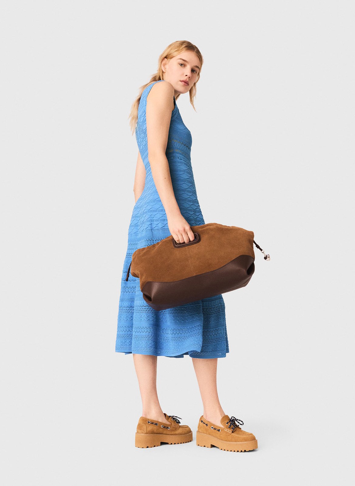 Robe évasée en maille MAJE Bleu