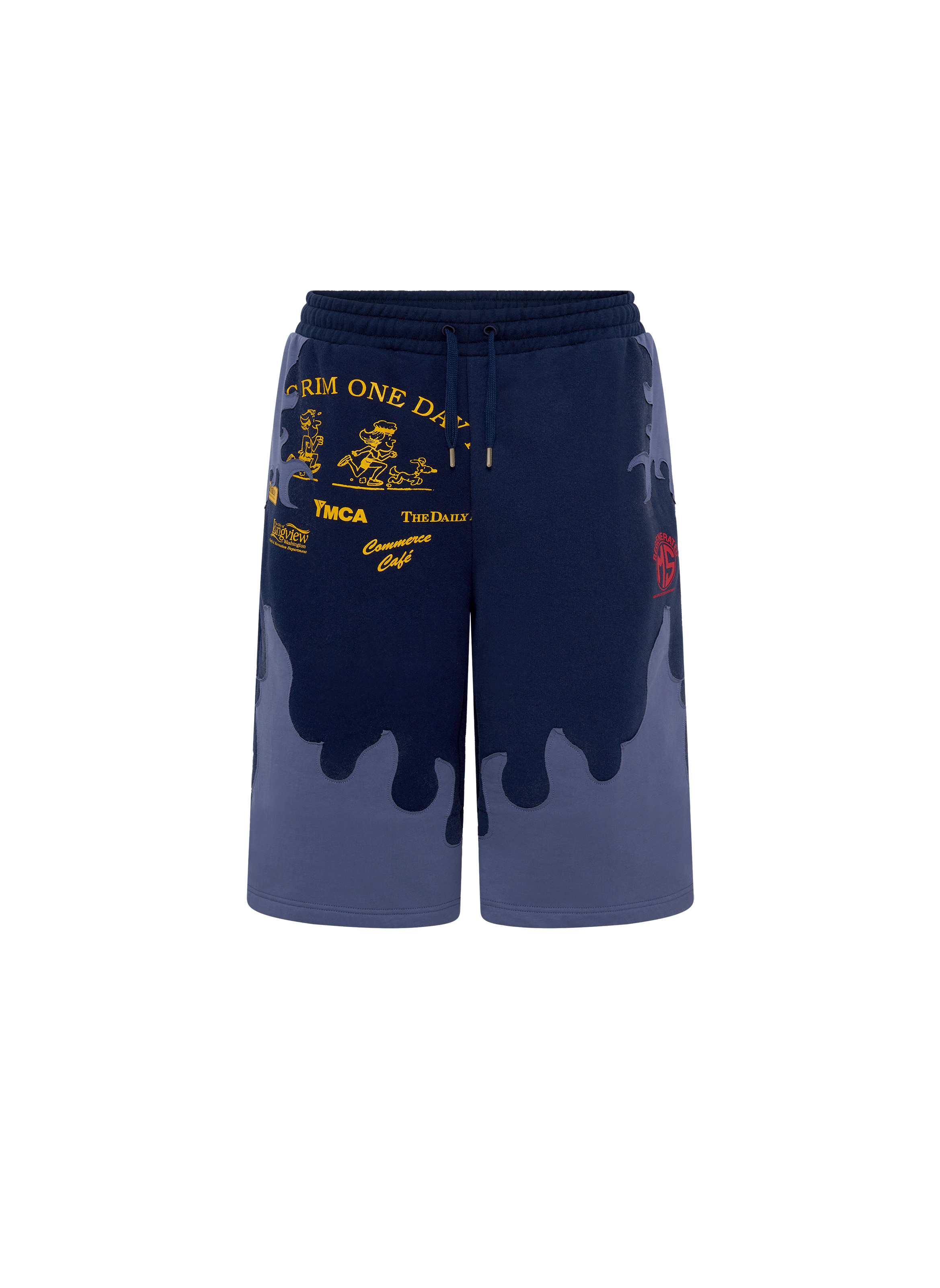 Bermuda upcyclé en jersey à patchs fleurs unisexe MARINE SERRE Bleu