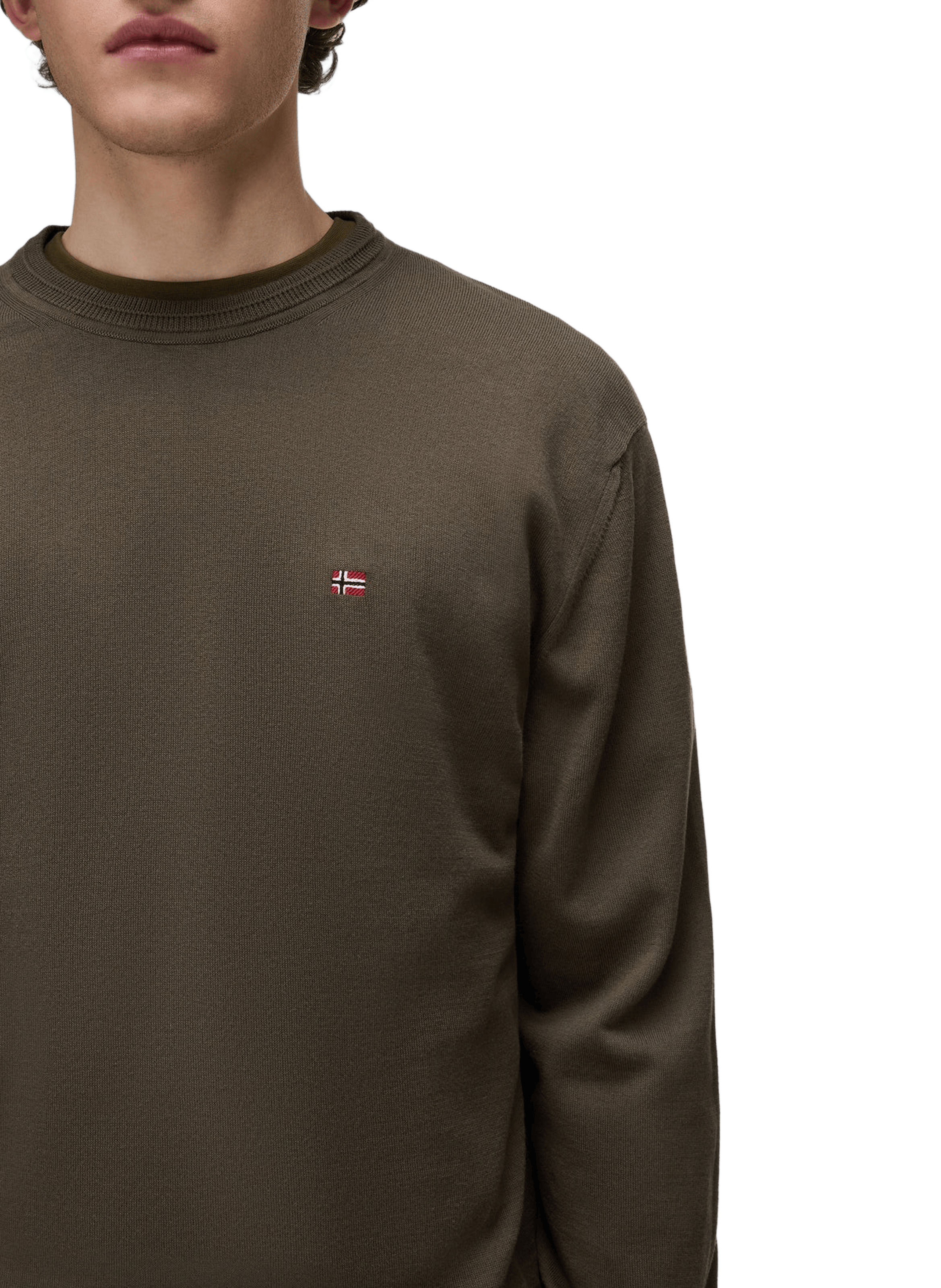 Pull droit Decatur 2.0 à logo brodé en coton NAPAPIJRI Kaki