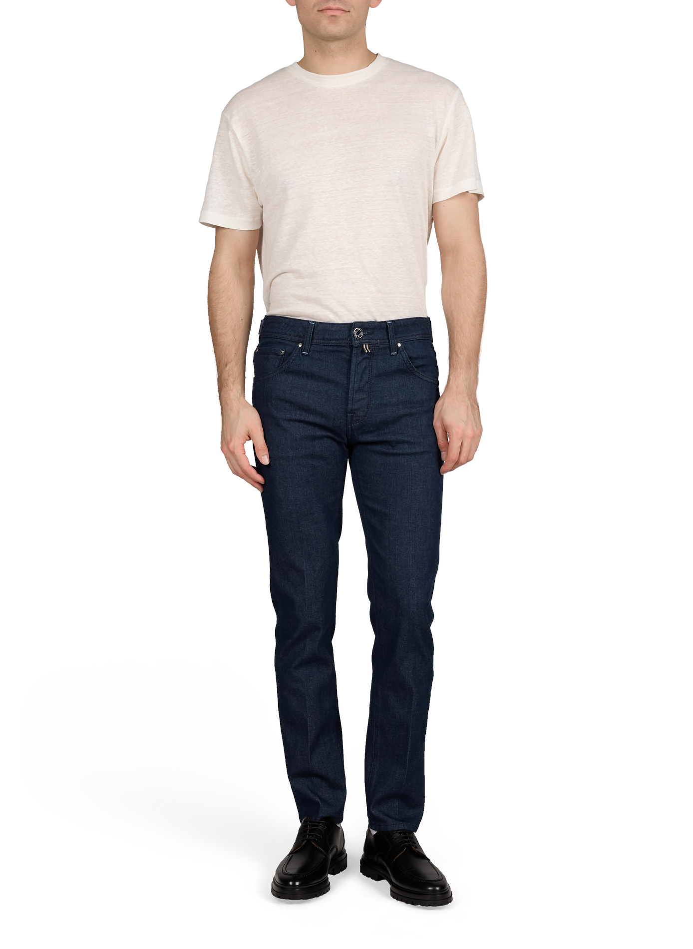 Jean droit en denim de coton mélangé JACOB COHEN Bleu