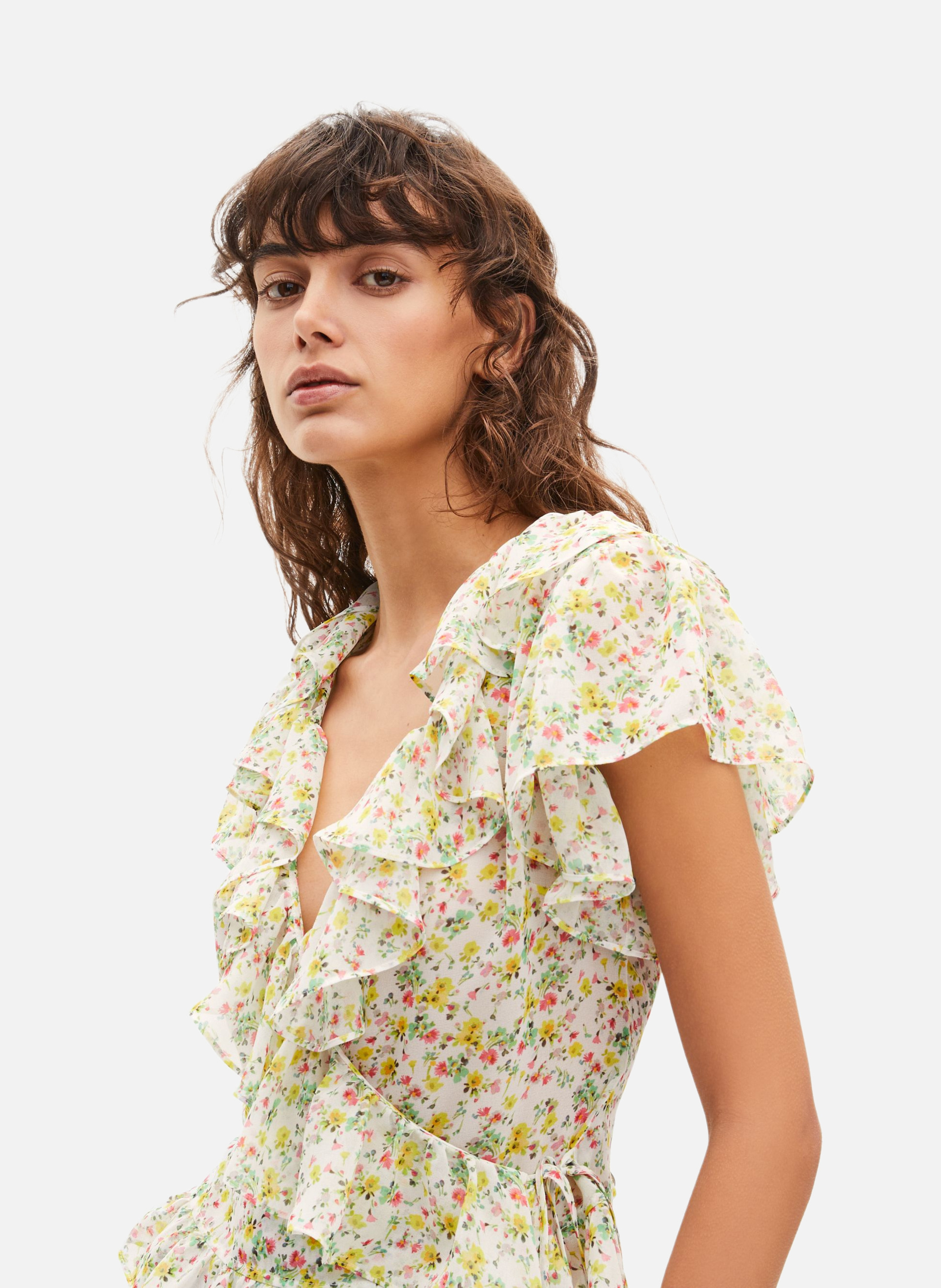 Top volanté imprimé fleuri THE KOOPLES Blanc