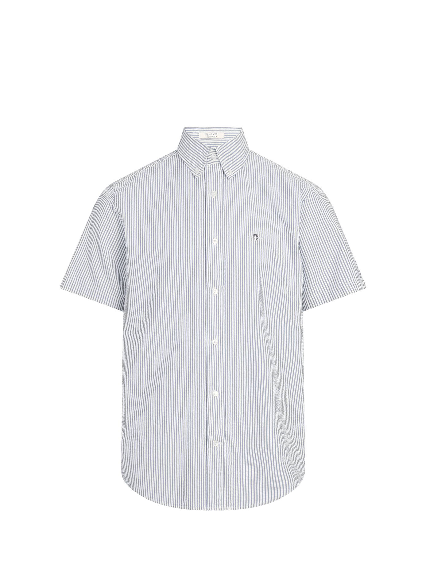 Short-sleeved striped seersucker cotton shirt GANT Blue