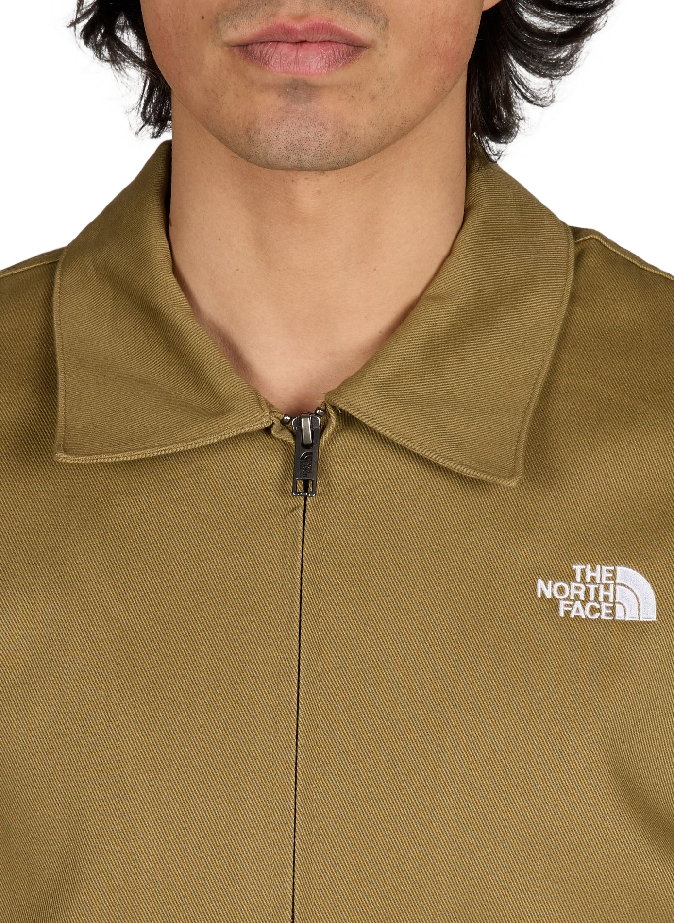 Blouson col classique à logo en coton THE NORTH FACE Kaki