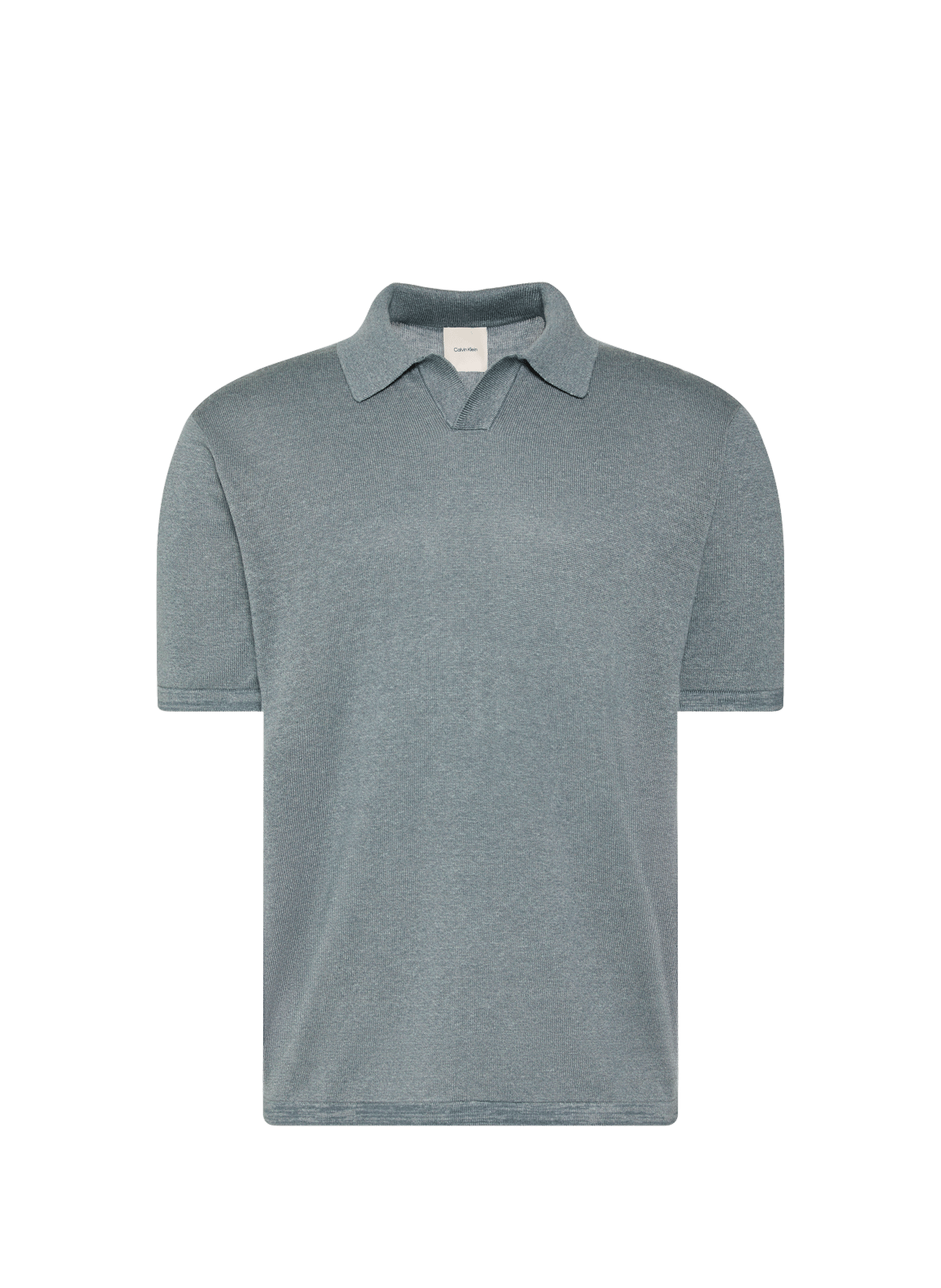 Polo droit manches courtes en lin mélangé CALVIN KLEIN Bleu