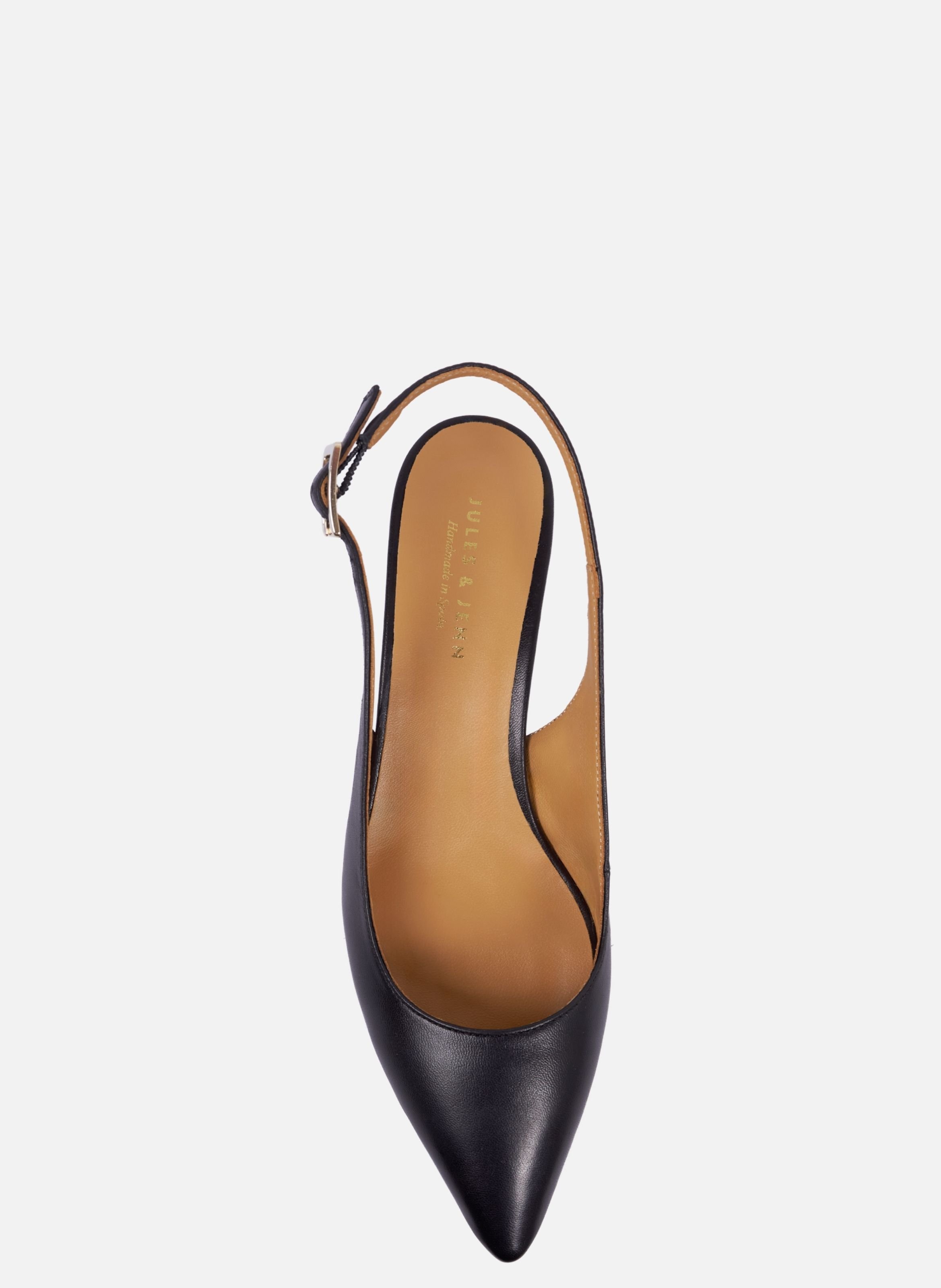 Escarpins slingback albane petit talon cuir lisse JULES & JENN Noir