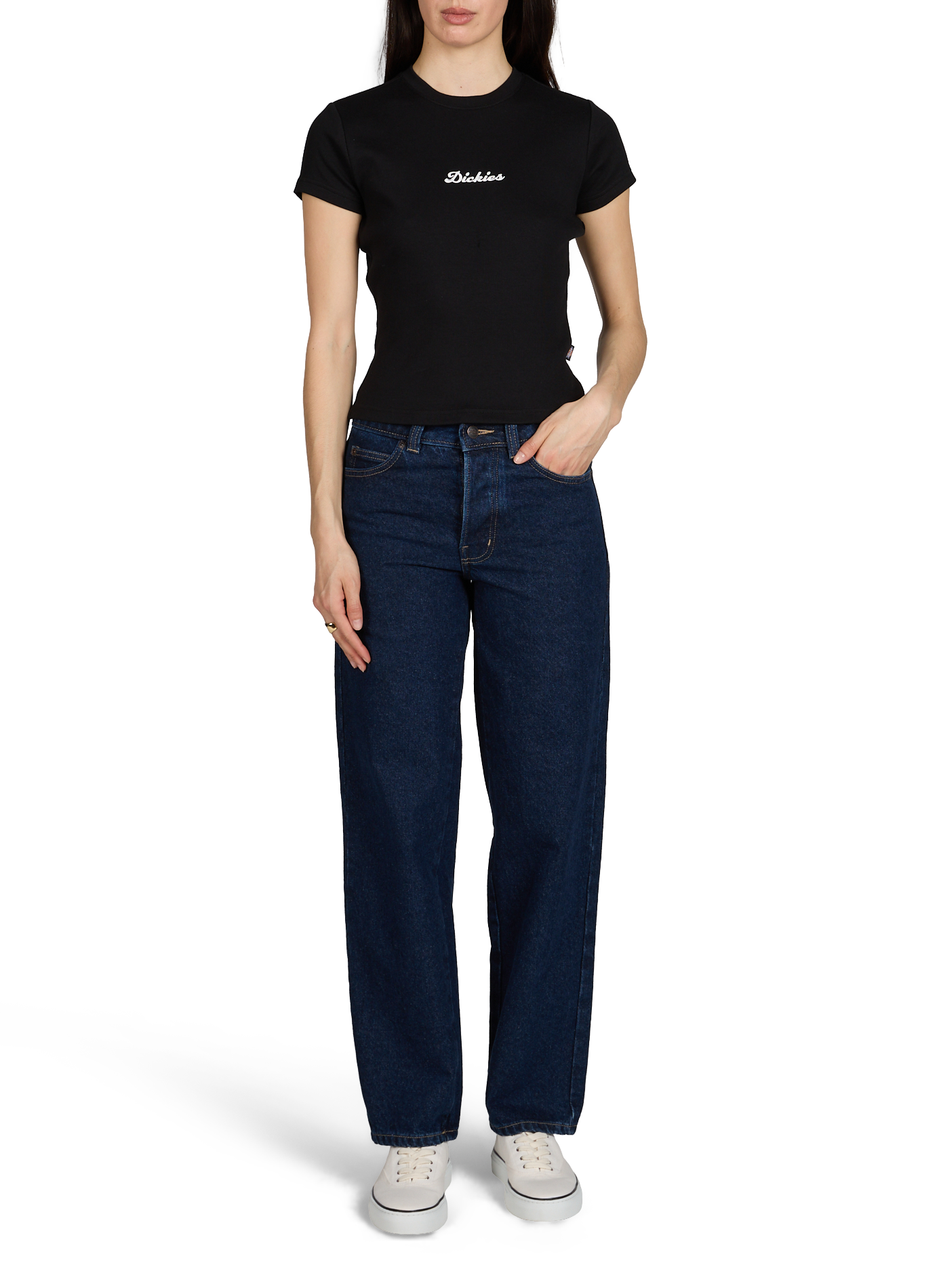 T-shirt à logo brodé en coton mélangé DICKIES Noir