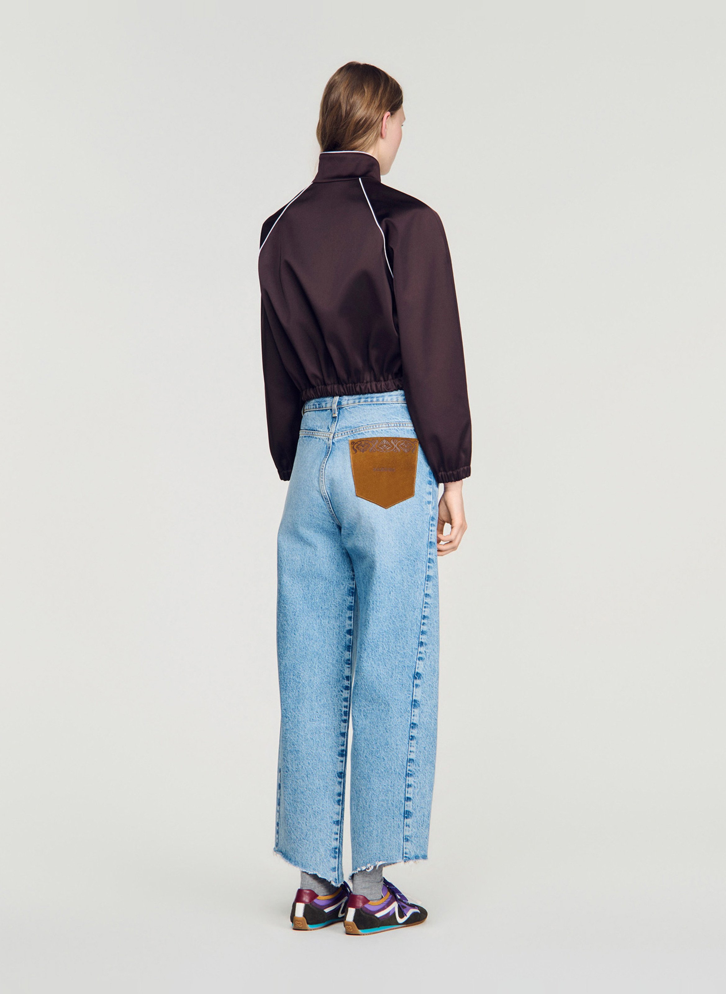 Blouson zippé uni col montant SANDRO Marron