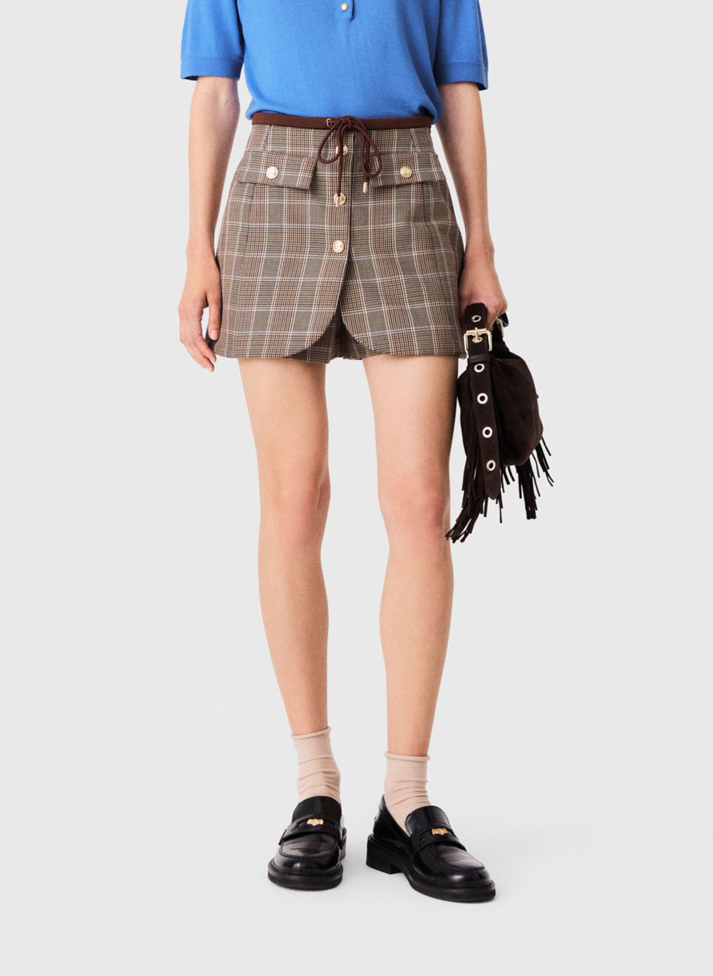 Short tailleur effet jupe à motifs MAJE Marron