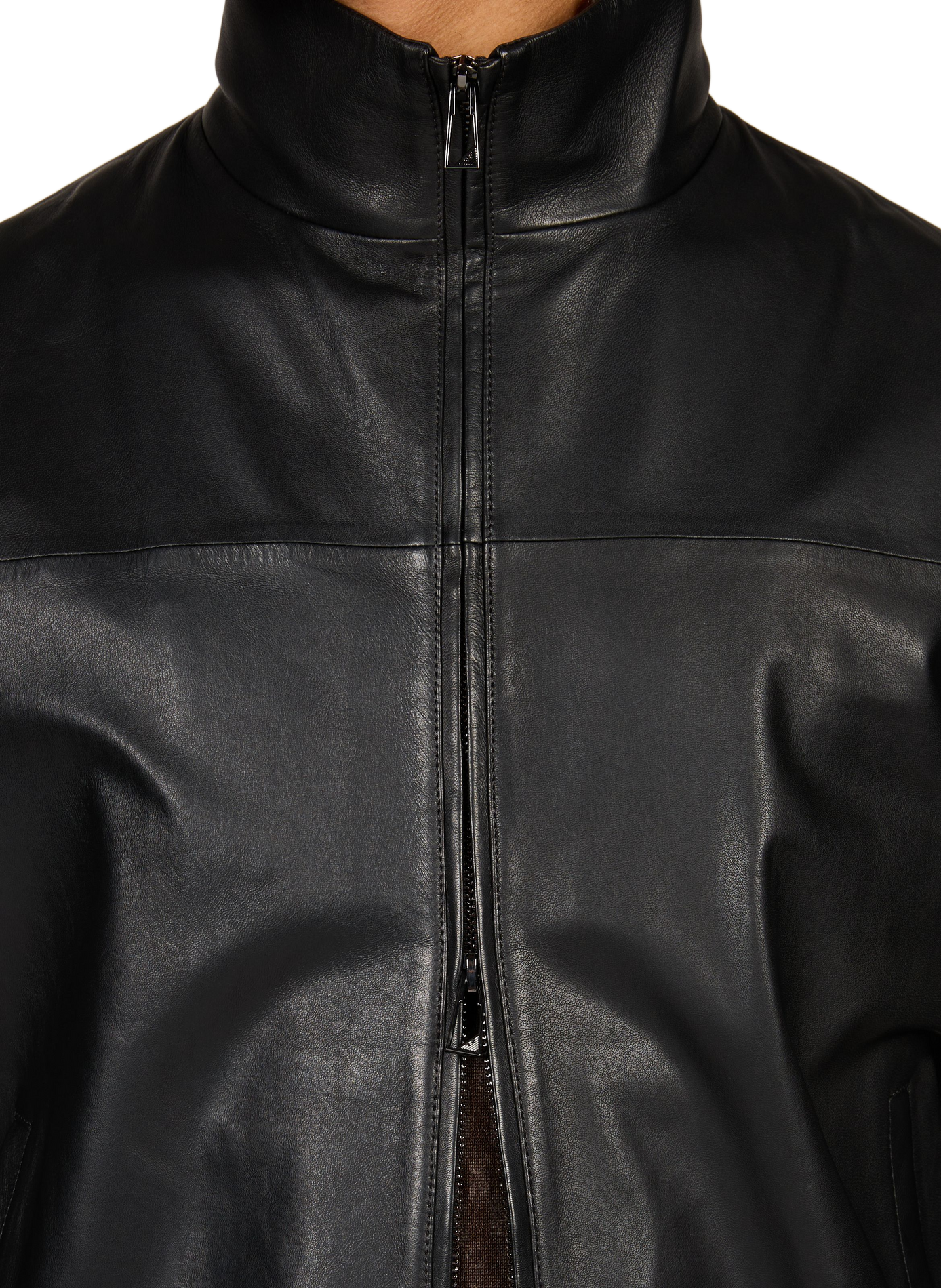 Blouson oversize en cuir EMPORIO ARMANI Noir