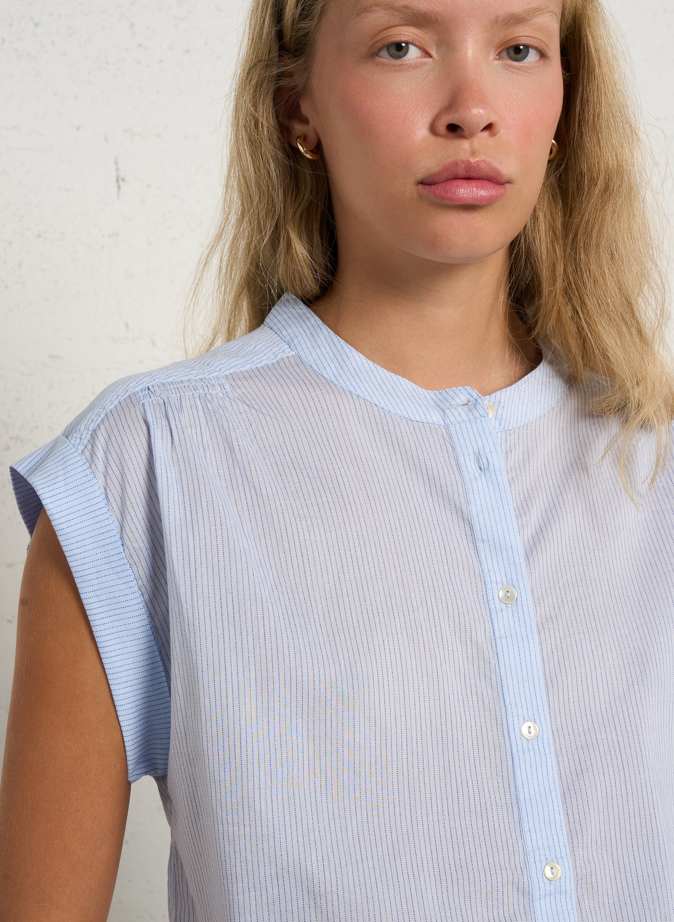 Chemise droite en coton monica MAISON 123 Bleu