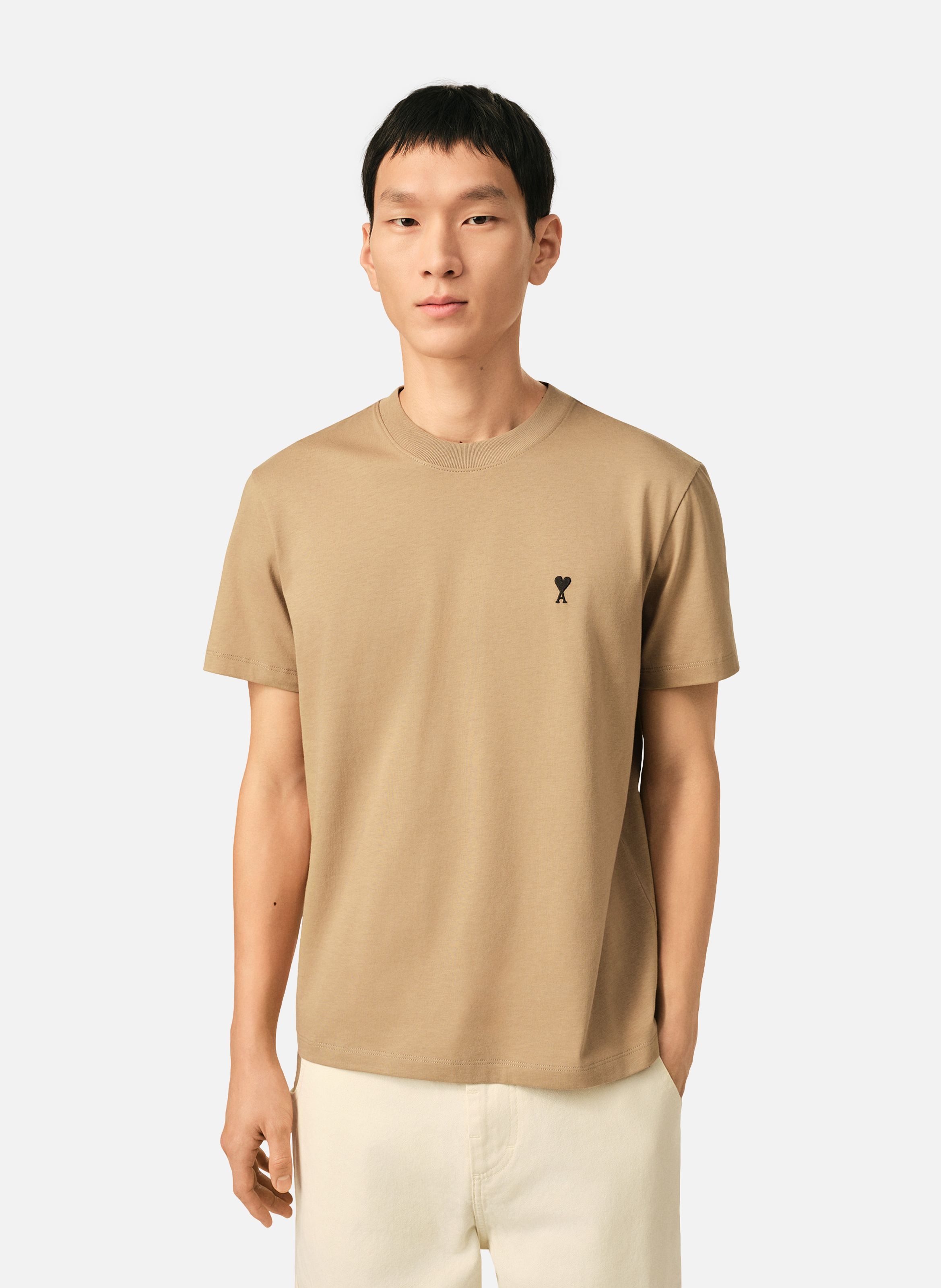 T-shirt ami de coeur en coton AMI PARIS Beige