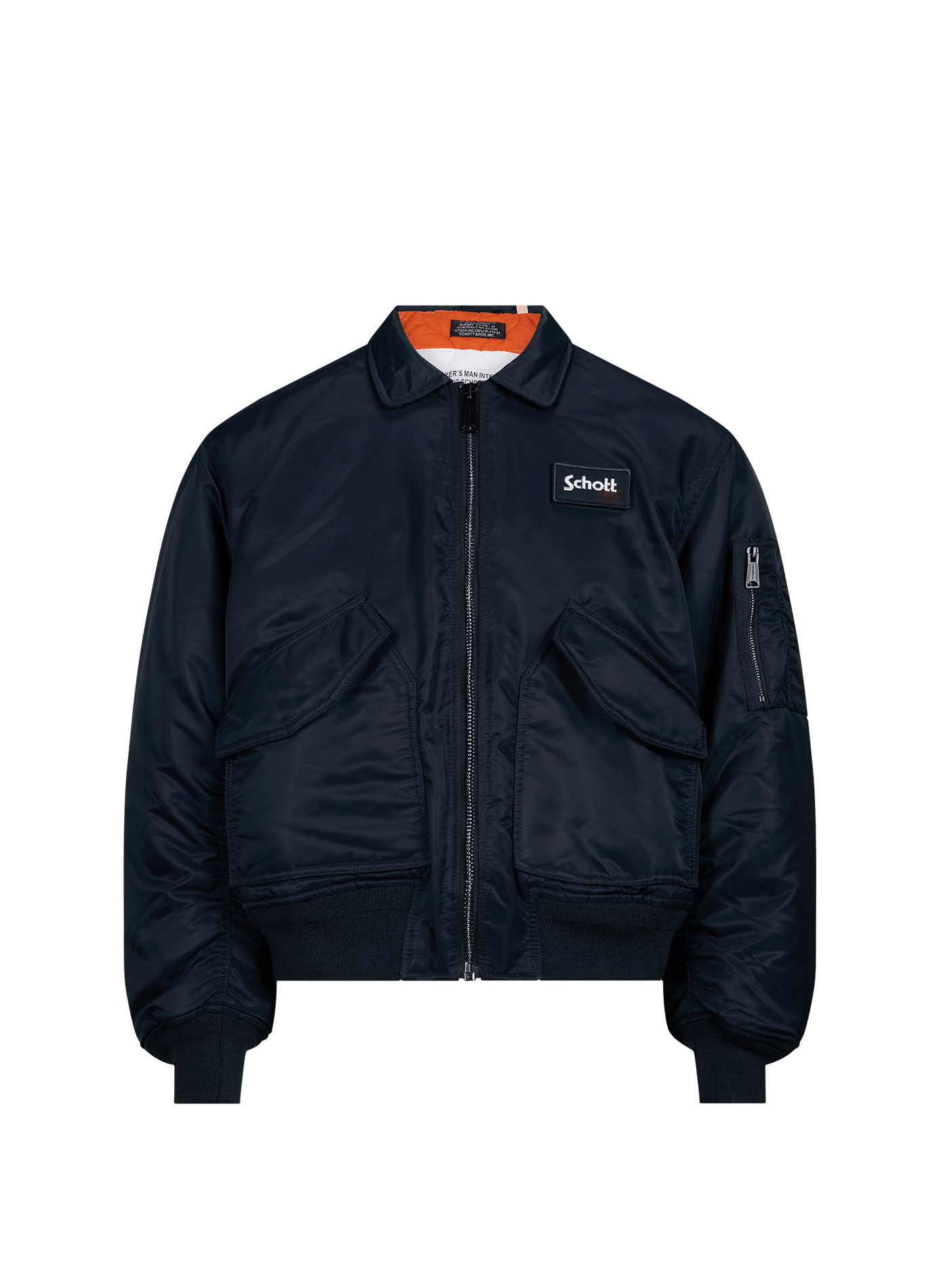 Bomber CWU 90's einfarbig mit Logo SCHOTT Blau