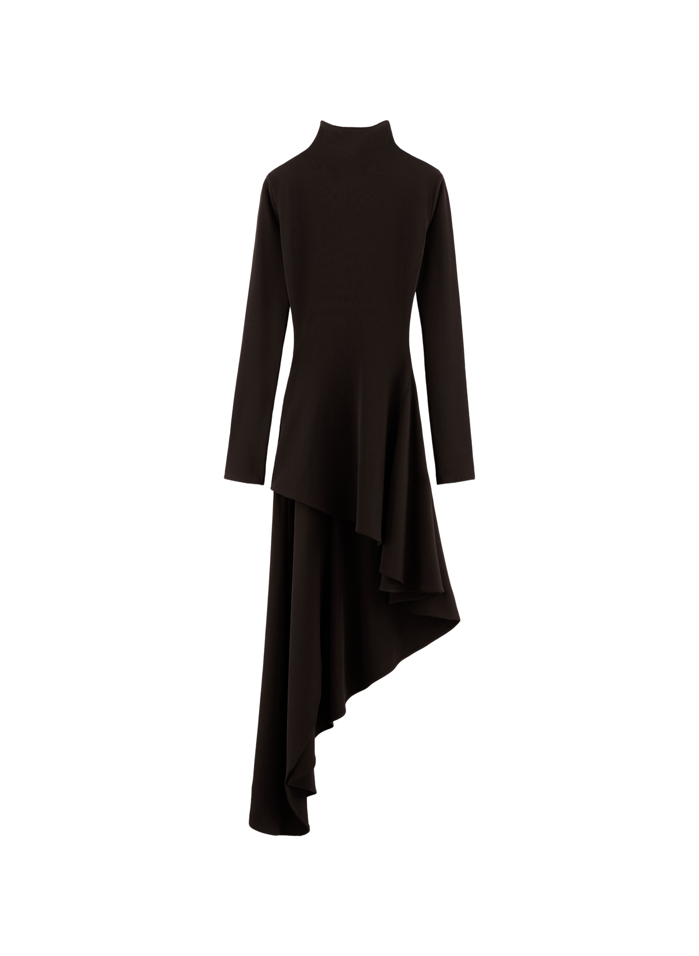 Robe longue asymétrique col montant ARAKII Brown